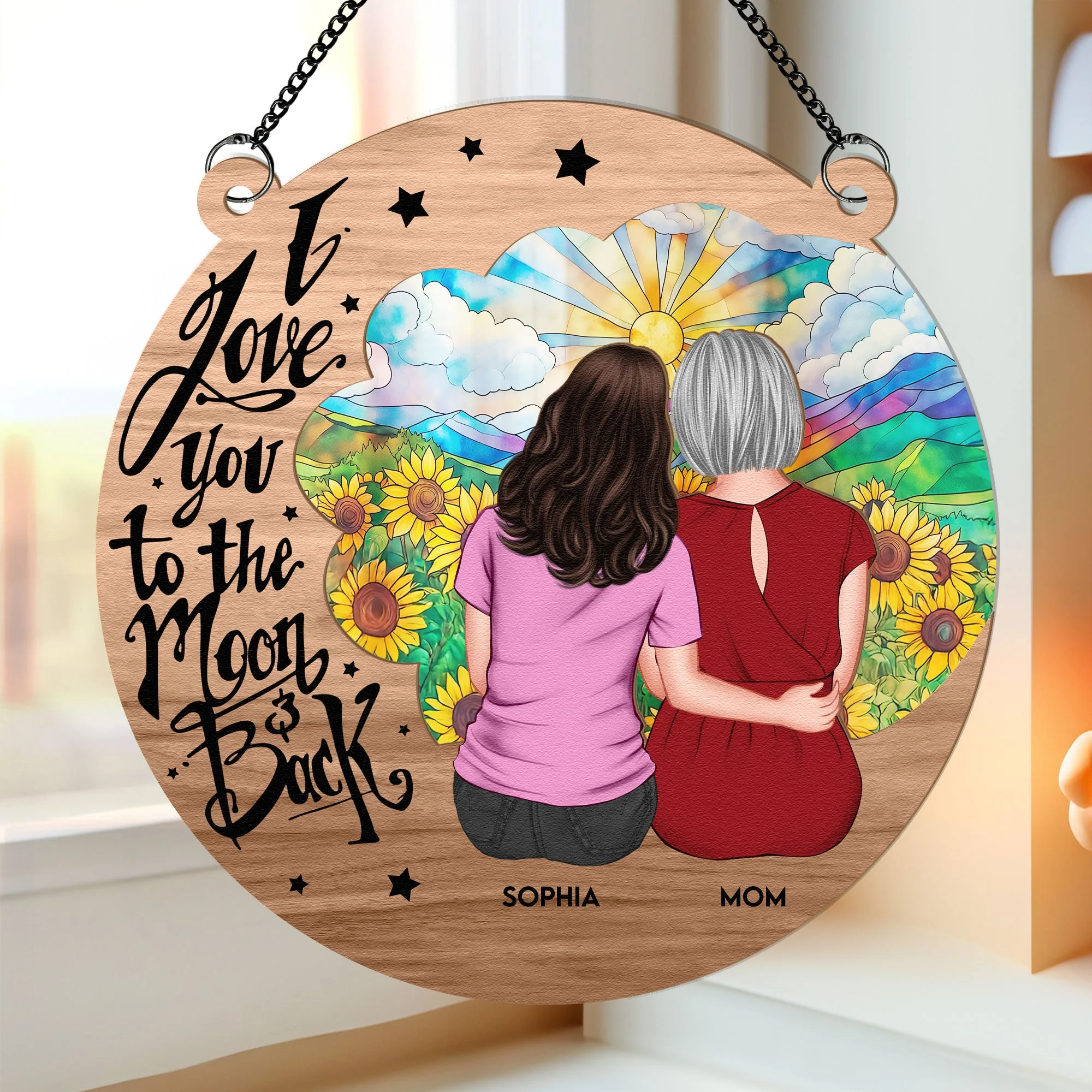 Mommy, Love You To The Moon & Back - Personalized Window Hanging Window Hanging Suncatcher Ornament  - Gift For Mom, Grandma, Mother's Day | GR24 NA94