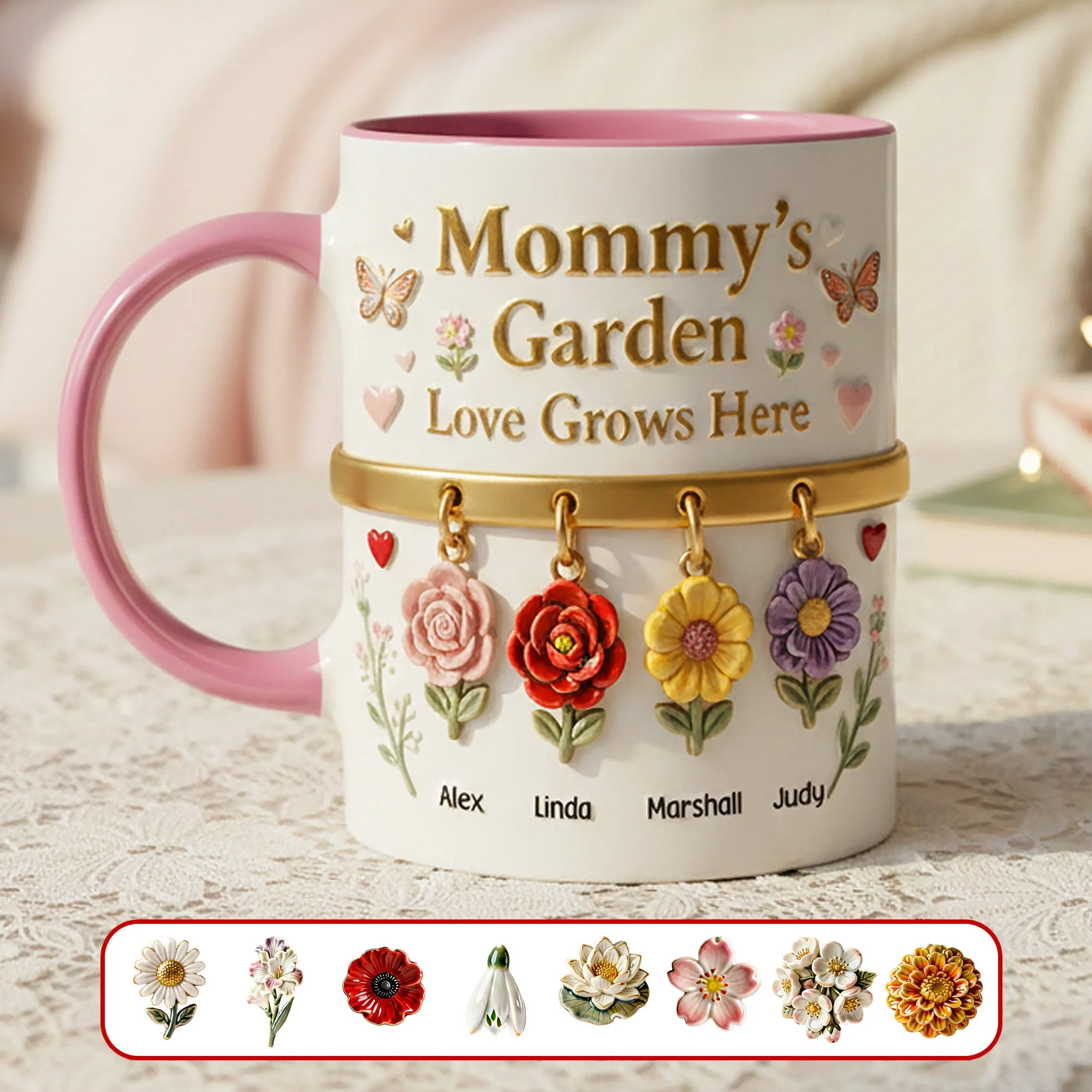 Mom's Floral Garden - Personalized Coffee Accent Mug - Gifts For Mom VD01 - Image 2