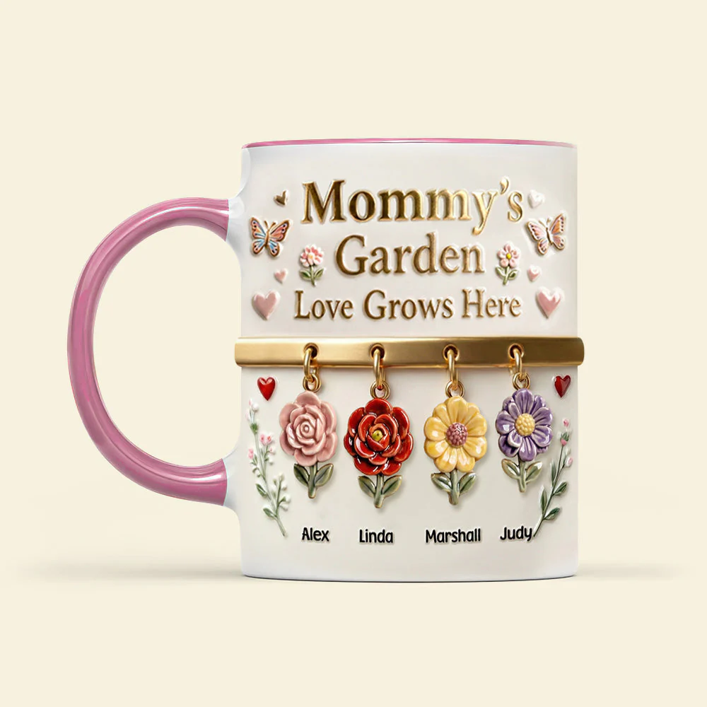 Mom's Floral Garden - Personalized Coffee Accent Mug - Gifts For Mom VD01 - Image 3