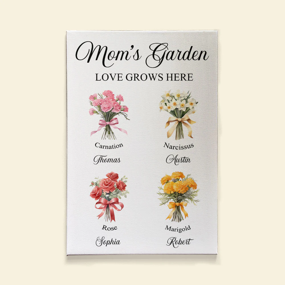 Mom's Garden Love Grows Here 3D Flower Patterns - Personalized Canvas Poster - Gift For Mom,Grandma, Mother's Day | NA94 - Image 3
