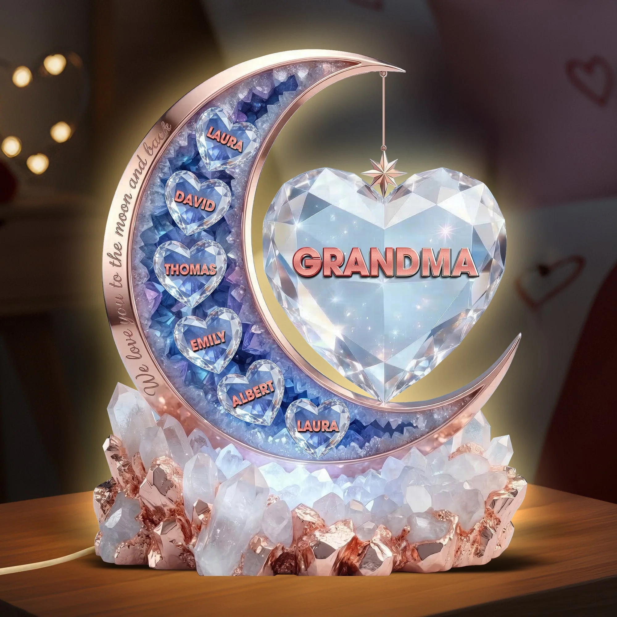 Moon Of Love Mom - Personalized Custom Shaped Acrylic Light Box - Gift For Mom, Grandma HN02 - Image 3