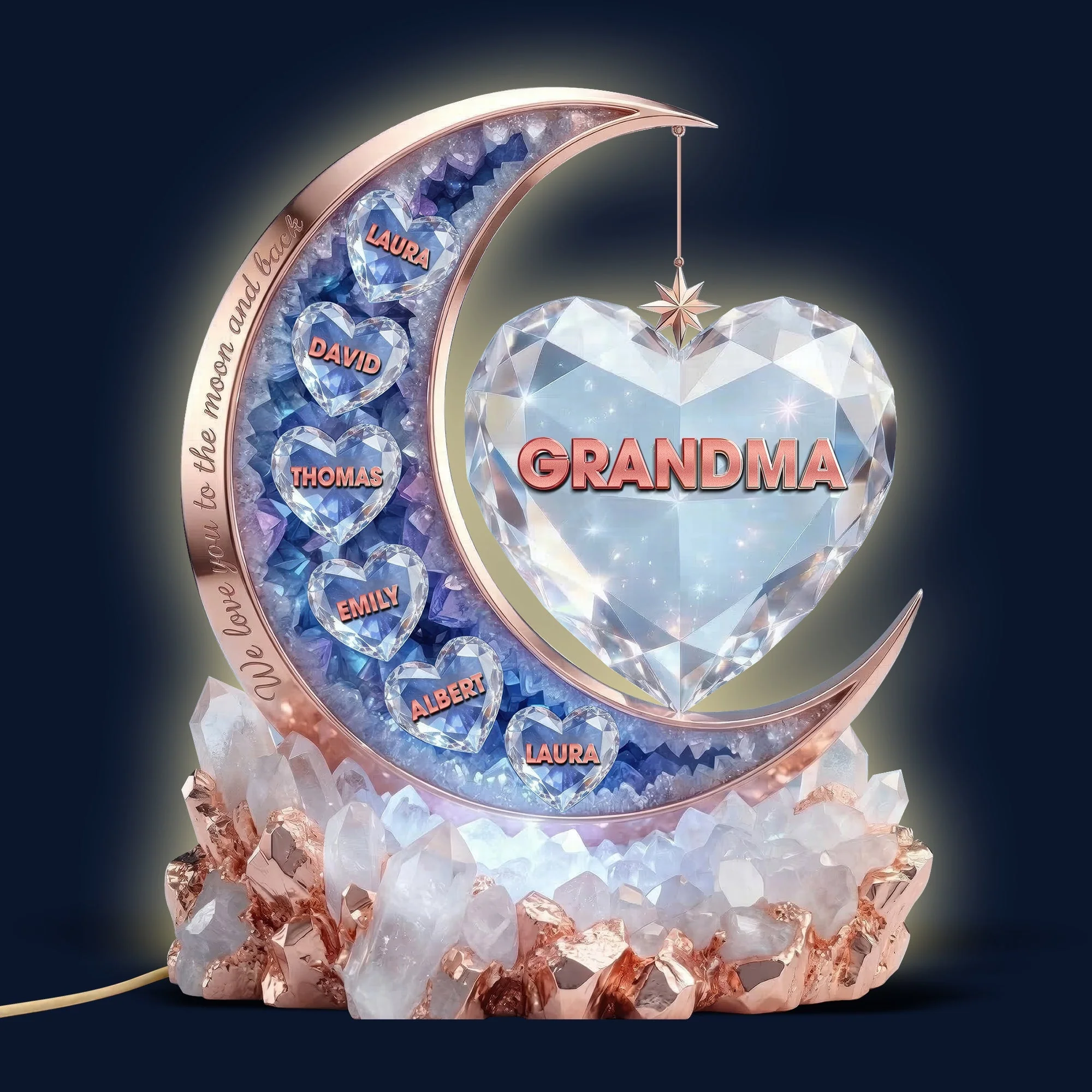 Moon Of Love Mom - Personalized Custom Shaped Acrylic Light Box - Gift For Mom, Grandma HN02 - Image 4