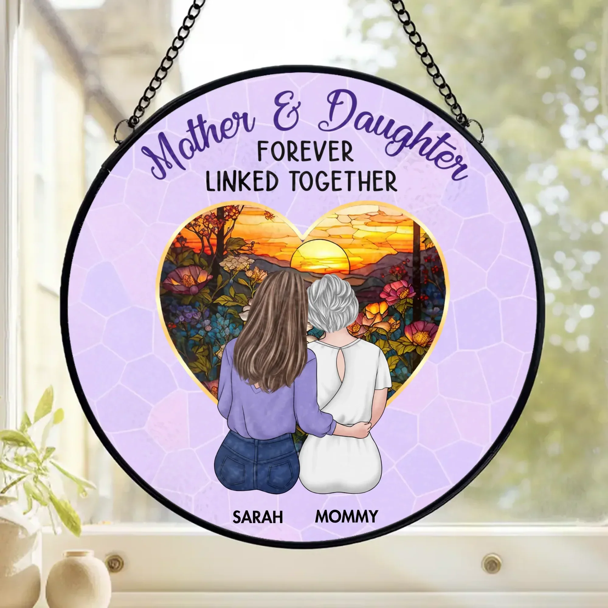 More Than Flesh And Blood, We’re Heart And Soul - Personalized Stained Glass Window Hanging Suncatcher -  Gift For Mom, Grandma, Mother's Day | GR24 NA94 - Image 3