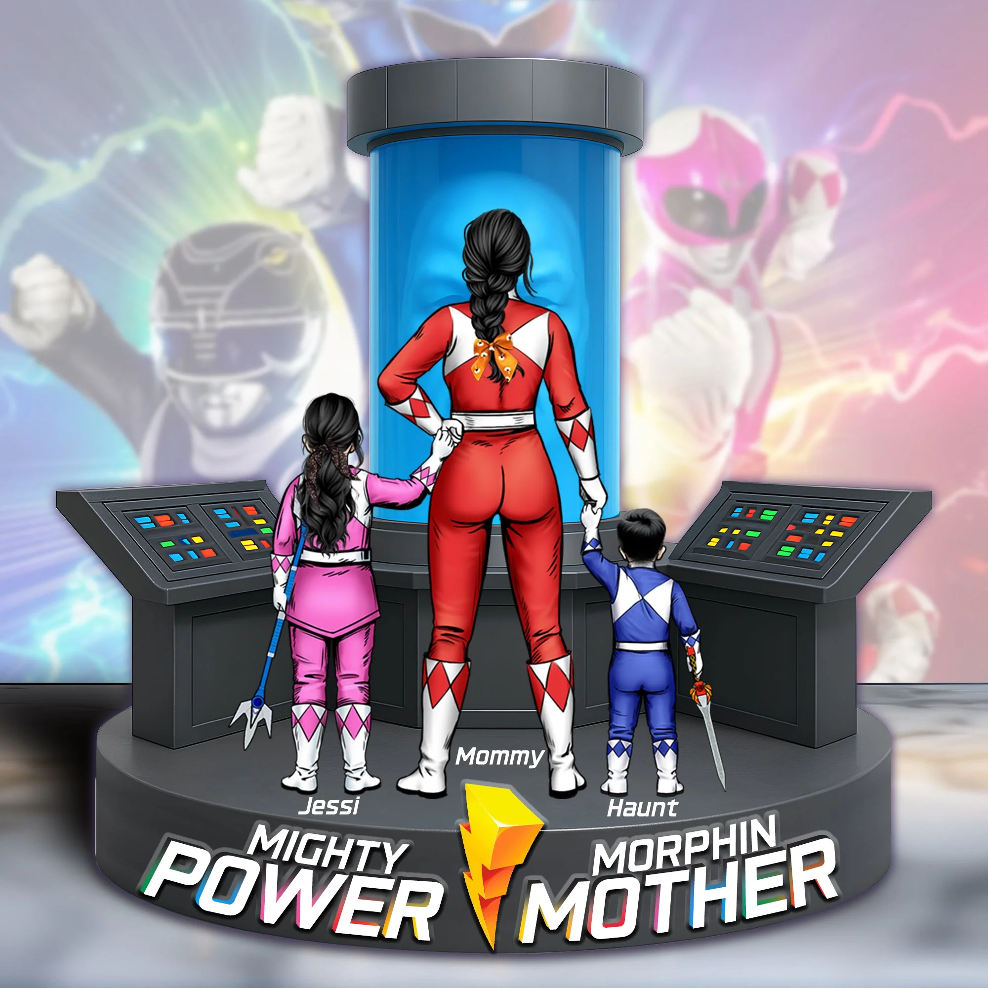 Morphin Mother Mighty Power - Personalized Shaped Acrylic Plaque - Gift For Mom - Image 2
