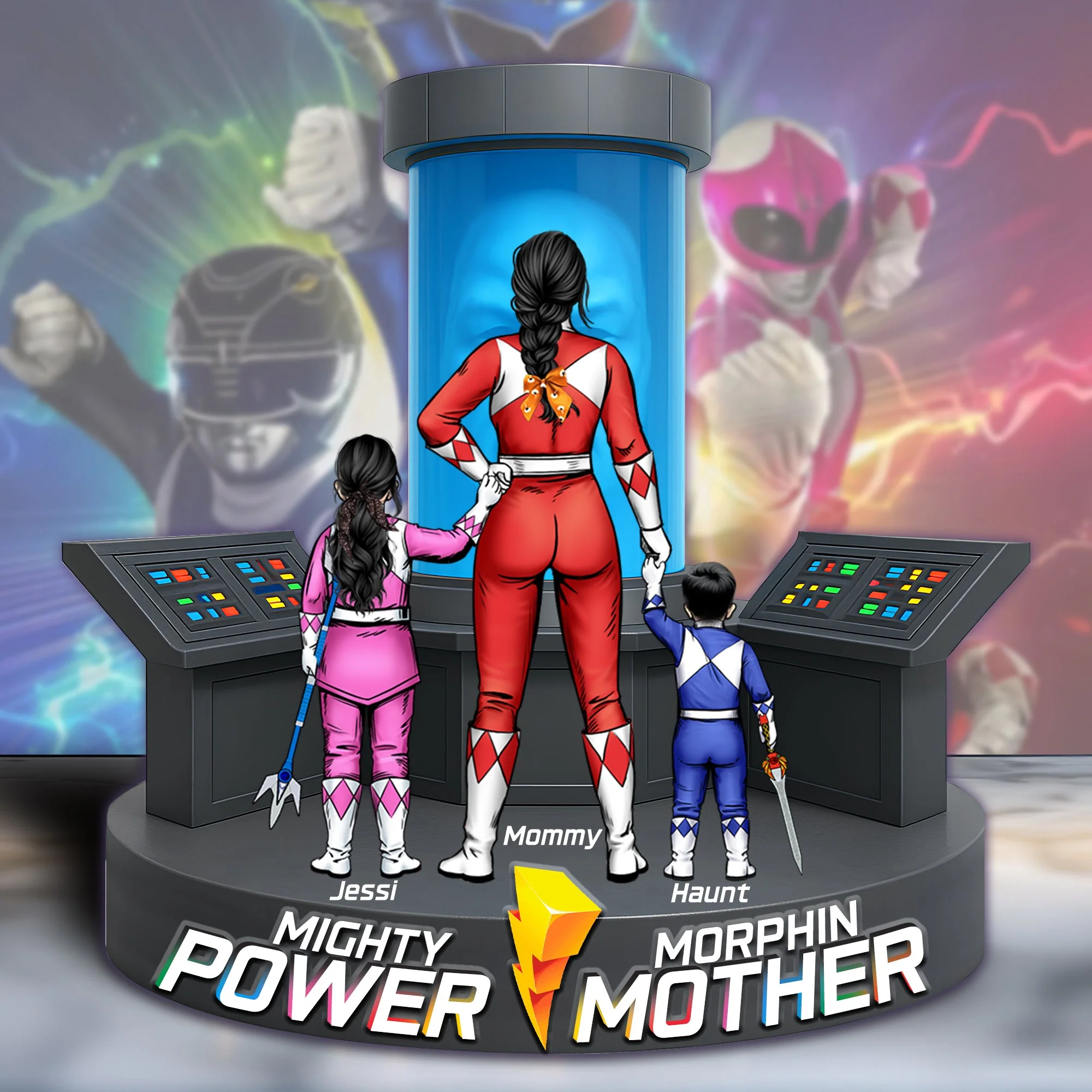 Morphin Mother Mighty Power - Personalized Shaped Acrylic Plaque - Gift For Mom - Image 3