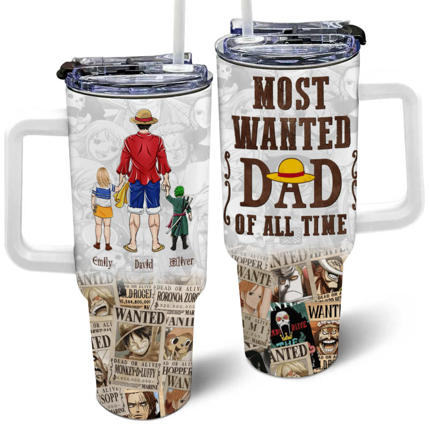 OnPi Pirate Adventure Most Wanted Dad Of All The Time - Gift For Father's Day, Dad, Husband - Personalized 40oz Tumbler Cup With Straw CL11 NA94 - Image 3