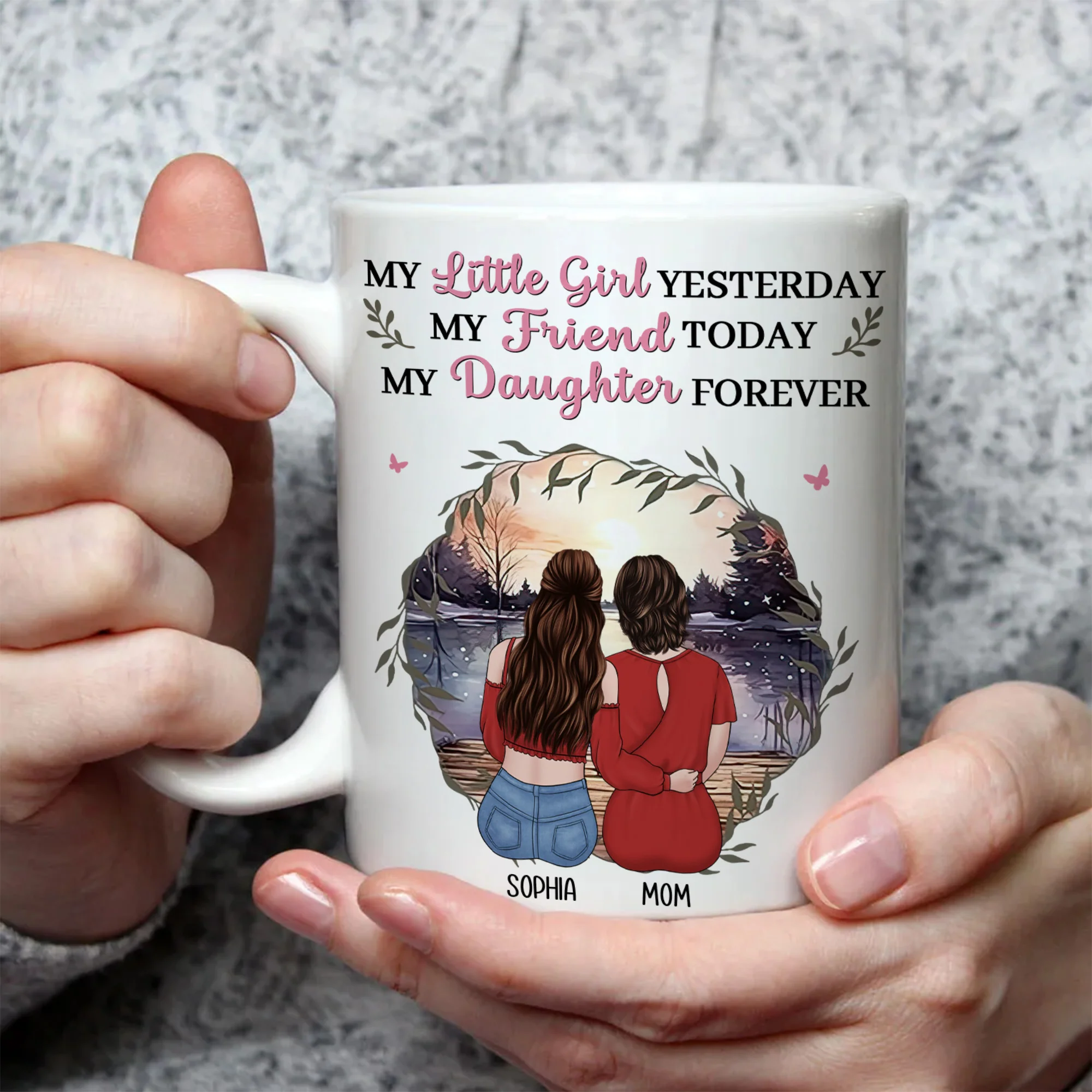 Mother & Daughter My Friend Today My Daughter Forever - Personalized Ceramic Mug - Gift For Mom, Grandma, Mother's Day | GR24 NA94 - Image 4