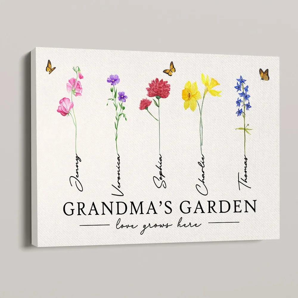 Mother Grandma's Garden Love Grows Here - Personalized Poster Canvas - Gift For Mom, Grandma - Image 4