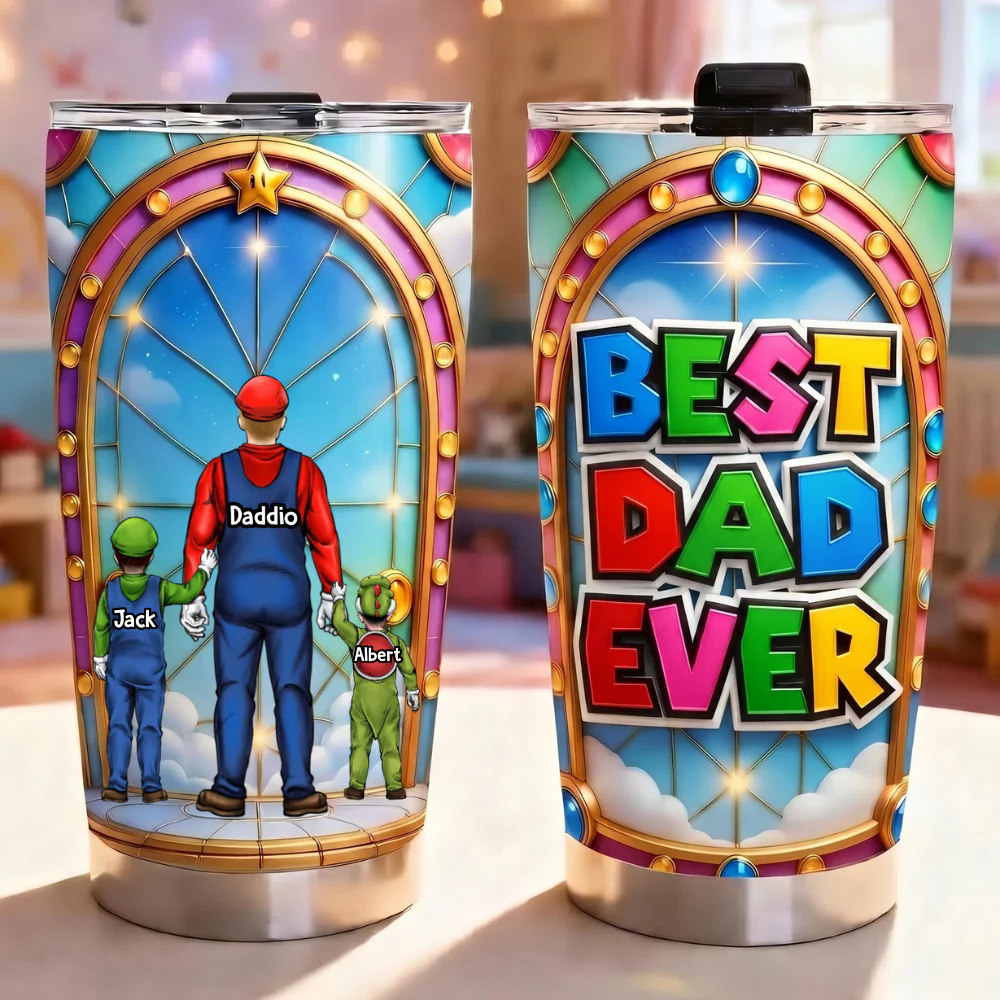Mrio Best Dad Ever - Personalized Tumbler - Gift For Dad