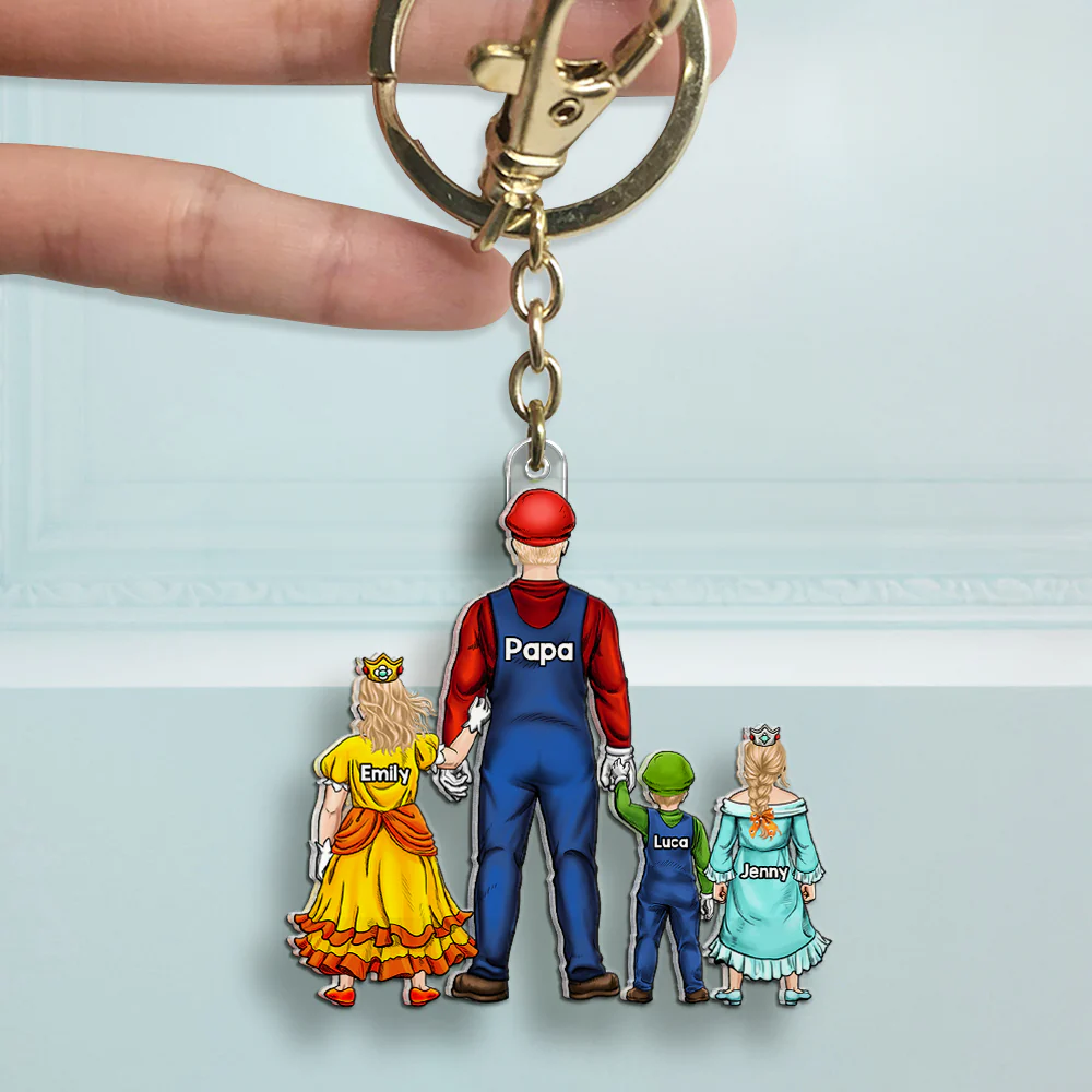 Mrio Gamer Dad - Personalized Acrylic Keychain - Gift For Dad - Image 2
