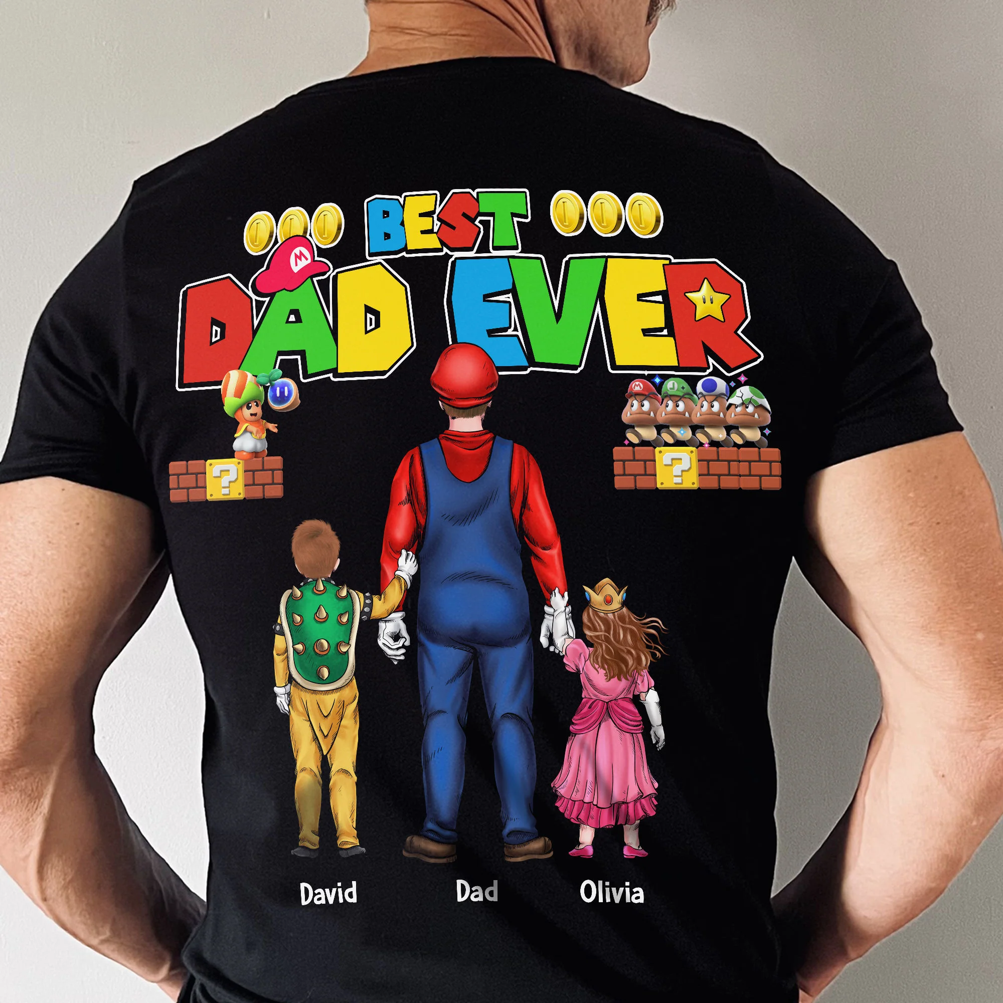 Mrio Gaming Best Dad Ever - Personalized Shirt 2 Side - Gift For Dad