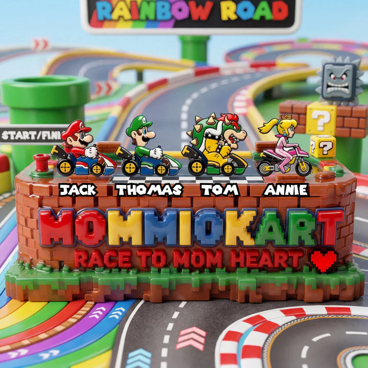 Mrio Race To Mom Heart - Personalized Acrlic Plaque - Gift For Mom, Gamers, Fan Movies HH01