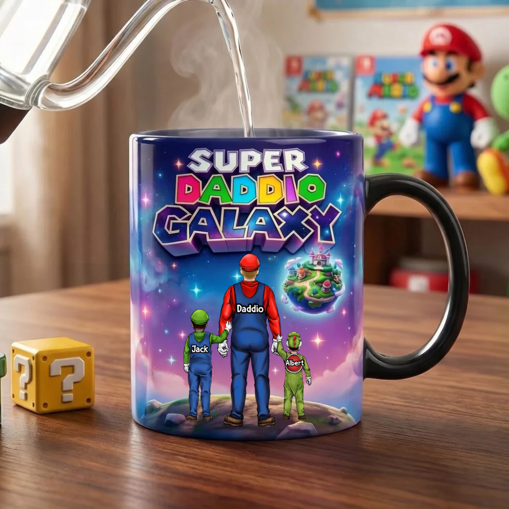 Mrio Super Daddio Galaxy - Personalized Color Changing Mug - Gift For Dad