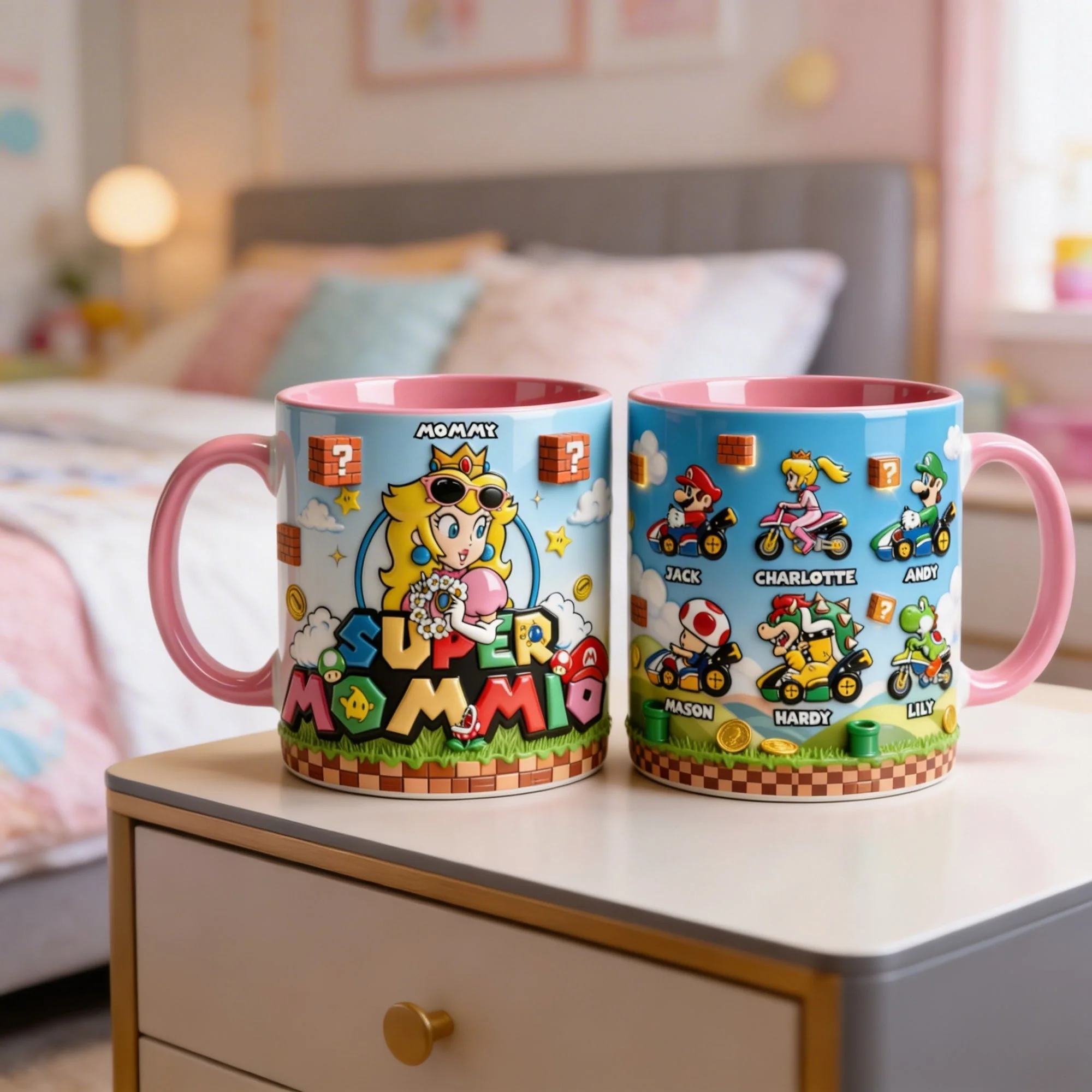 Mrio Super Mom - Personalized Accent Mug - Gift For Mom, Gamers, Fan Movies HH01
