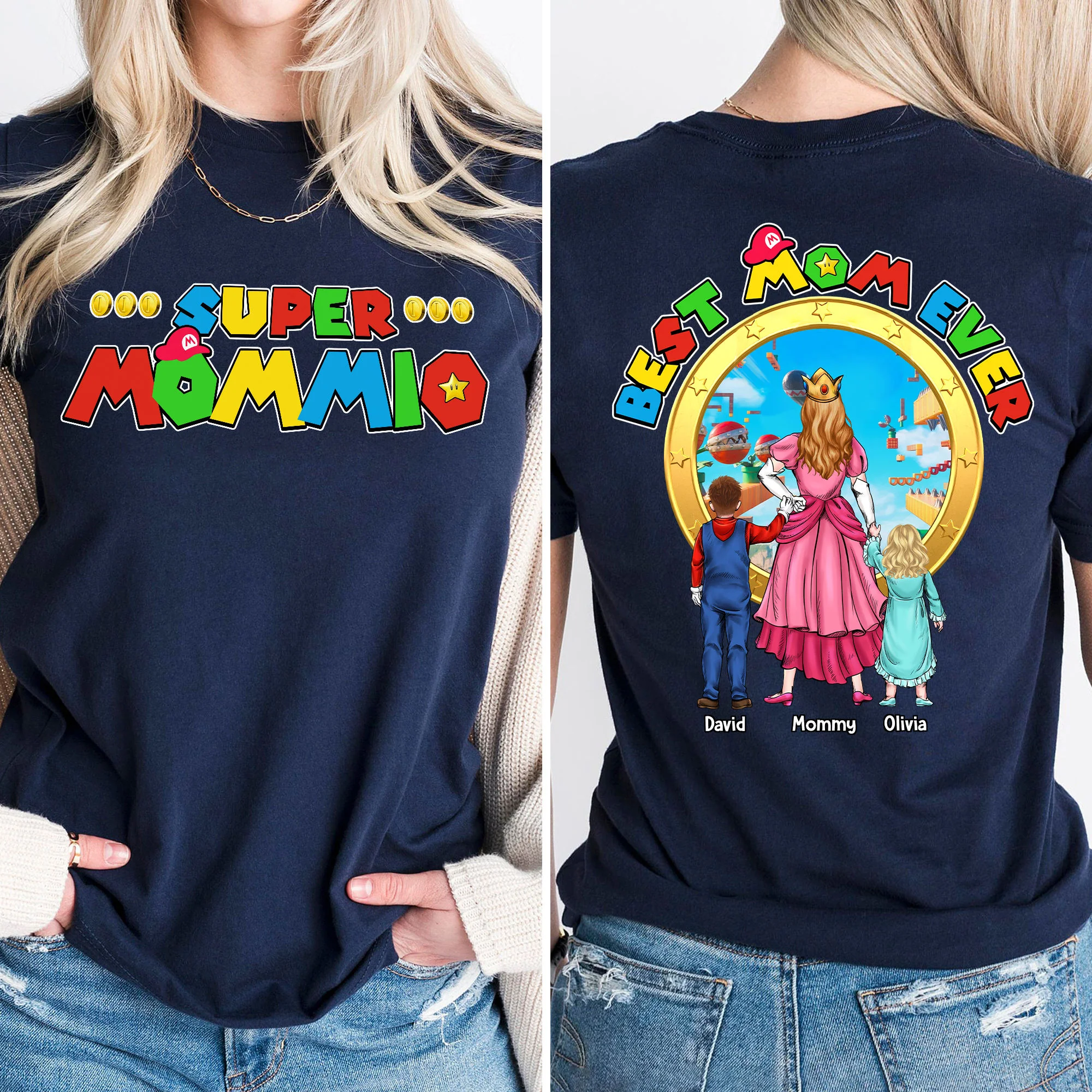 Mrio Super Mommio Best Mom Ever - Personalized Shirt 2 Side - Gift For Mom