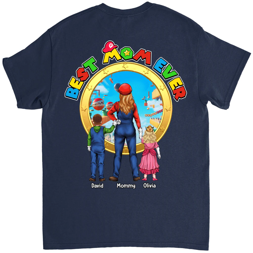Mrio Super Mommio Best Mom Ever - Personalized Shirt 2 Side - Gift For Mom - Image 3
