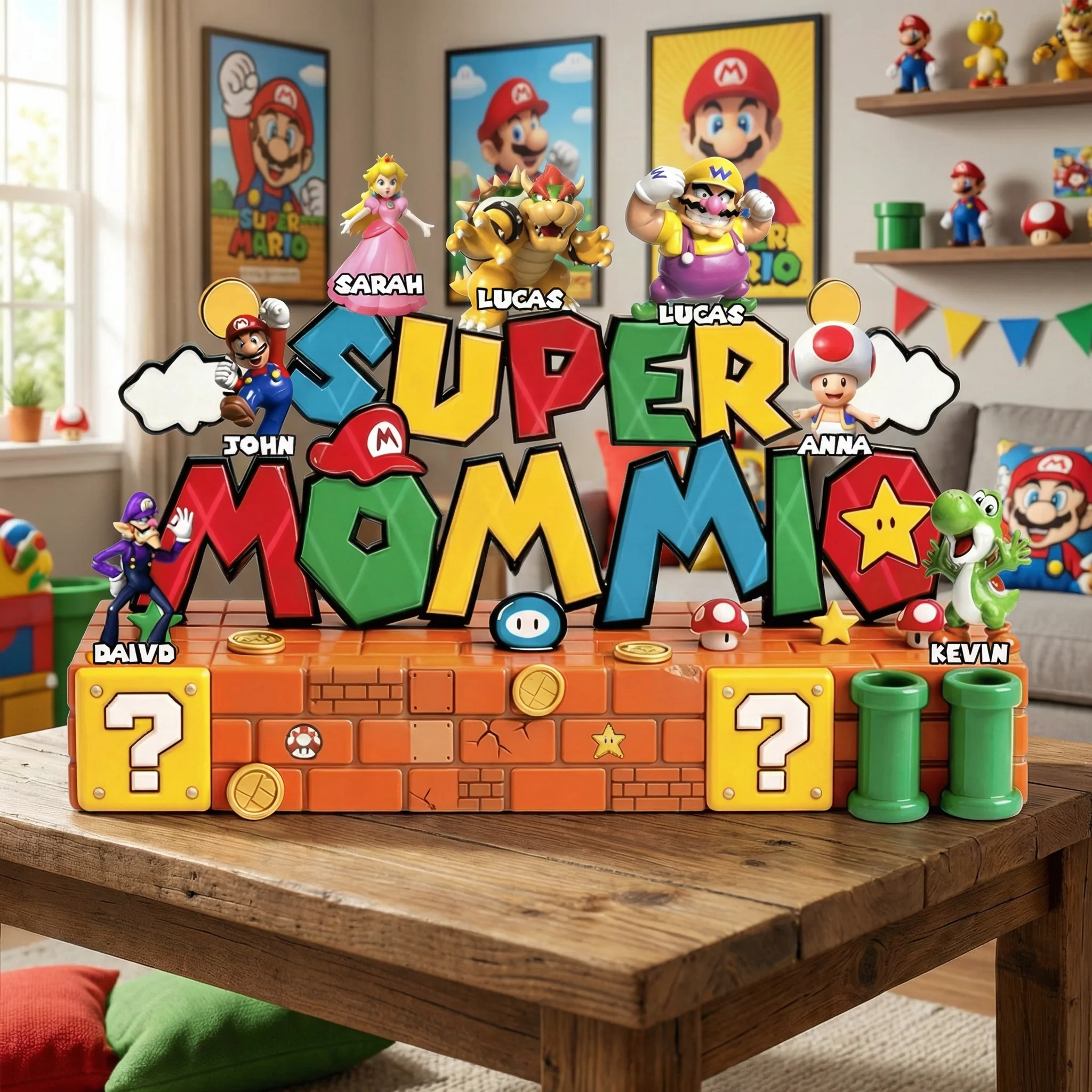 Mrio This Super Mom Belongs To - Personalized Acrylic Plaque - Gift For Mom, Gamers, Fan Movies HH01