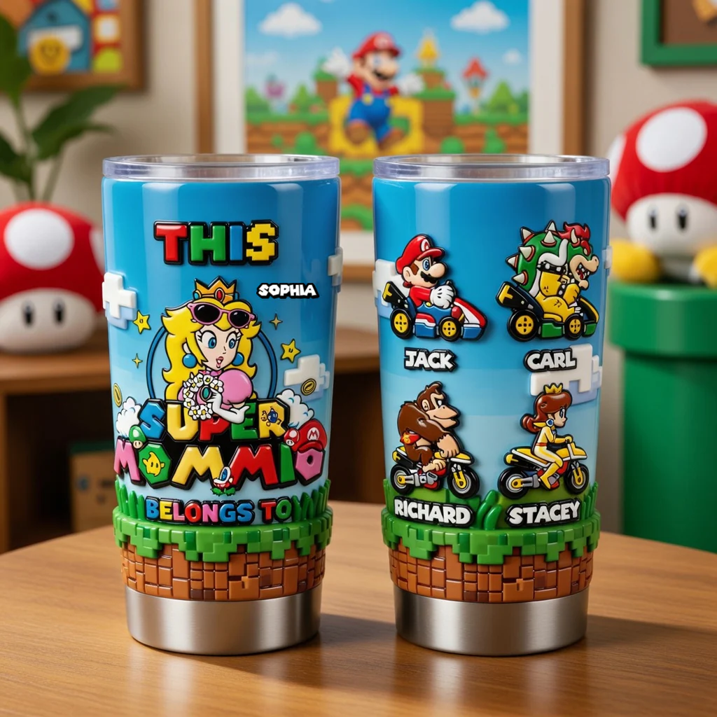 Mrio This Super Mom Belongs To - Personalized Tumbler - Gift For Mom, Gamers, Fan Movies HH01