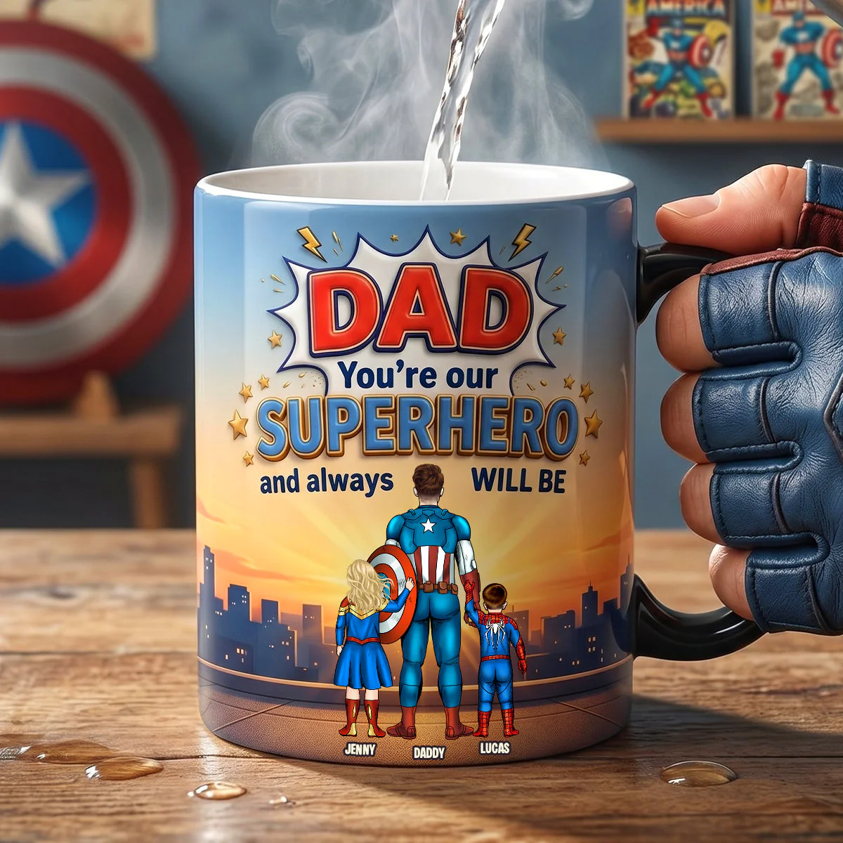 MRVL Best Dad Ever Magic Mug - Personalized Mug - Gift For Dad - Image 4