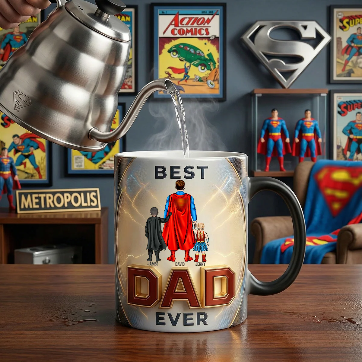 MRVL Best Dad Ever - Personalized Accent Mug - Gift For Dad