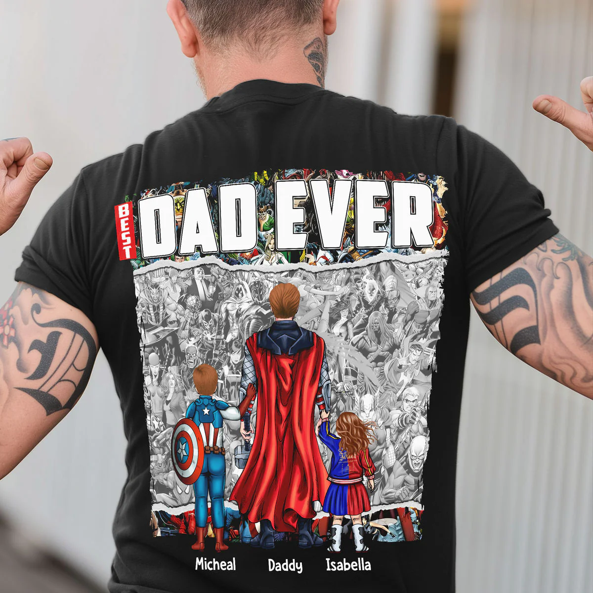 MRVL Best Dad Ever SuperDad - Personalized Shirt 2 Side - Gift For Dad - Image 3