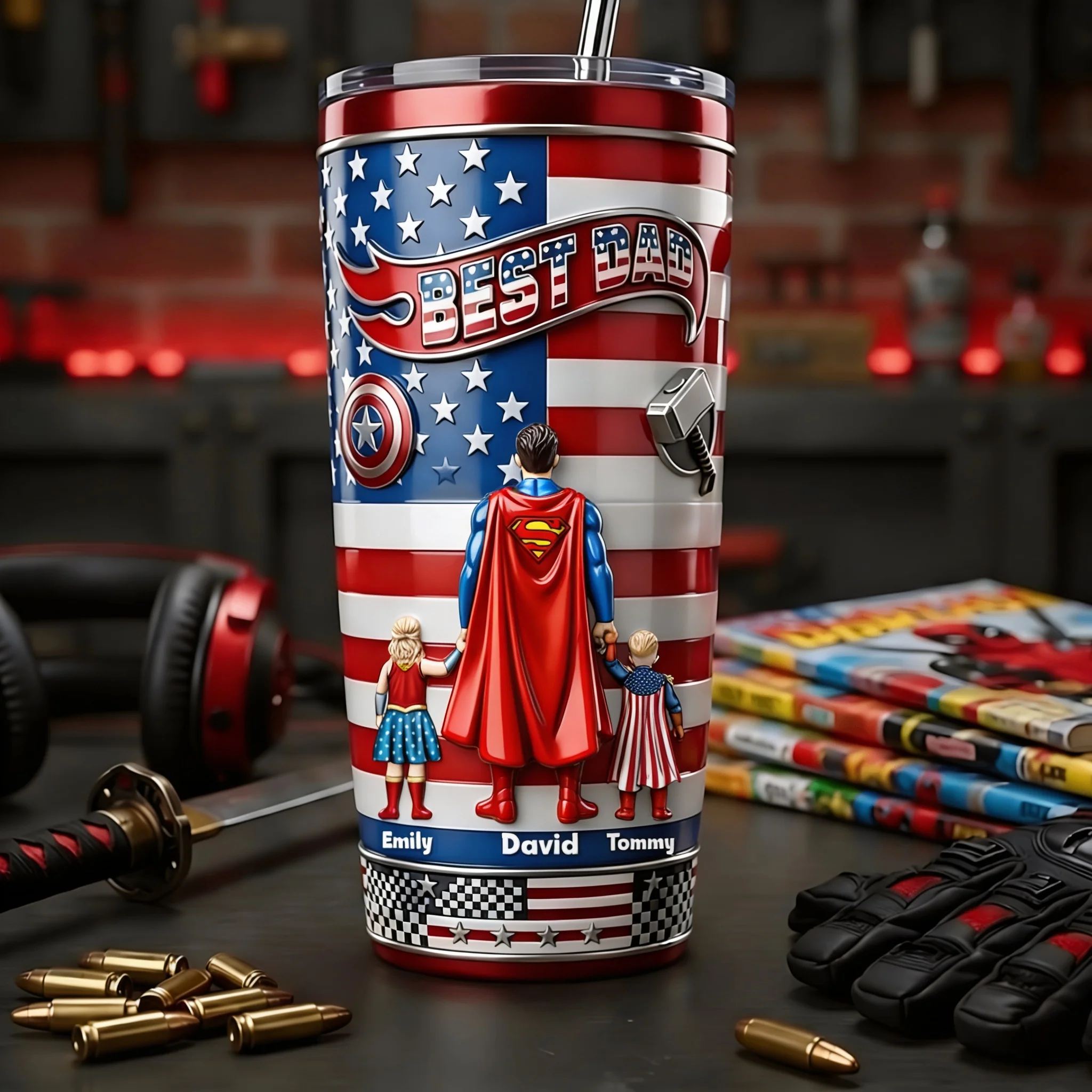MRVL Best Warrior Dad Ever - Personalized Tumbler - Gift For Father's Day
