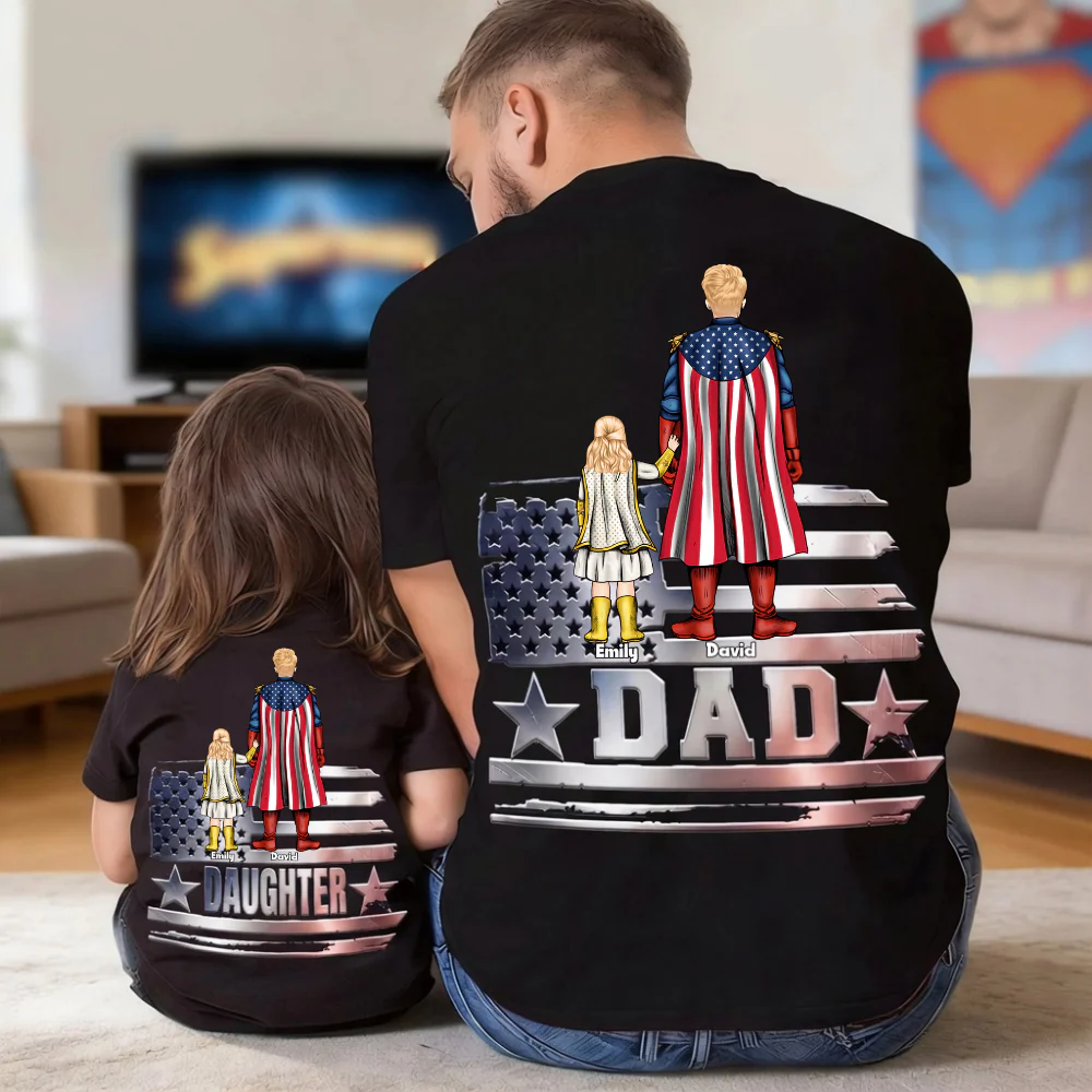 MRVL Proud Super Hero Dad And Kid - Personalized Shirt - Gift For Dad