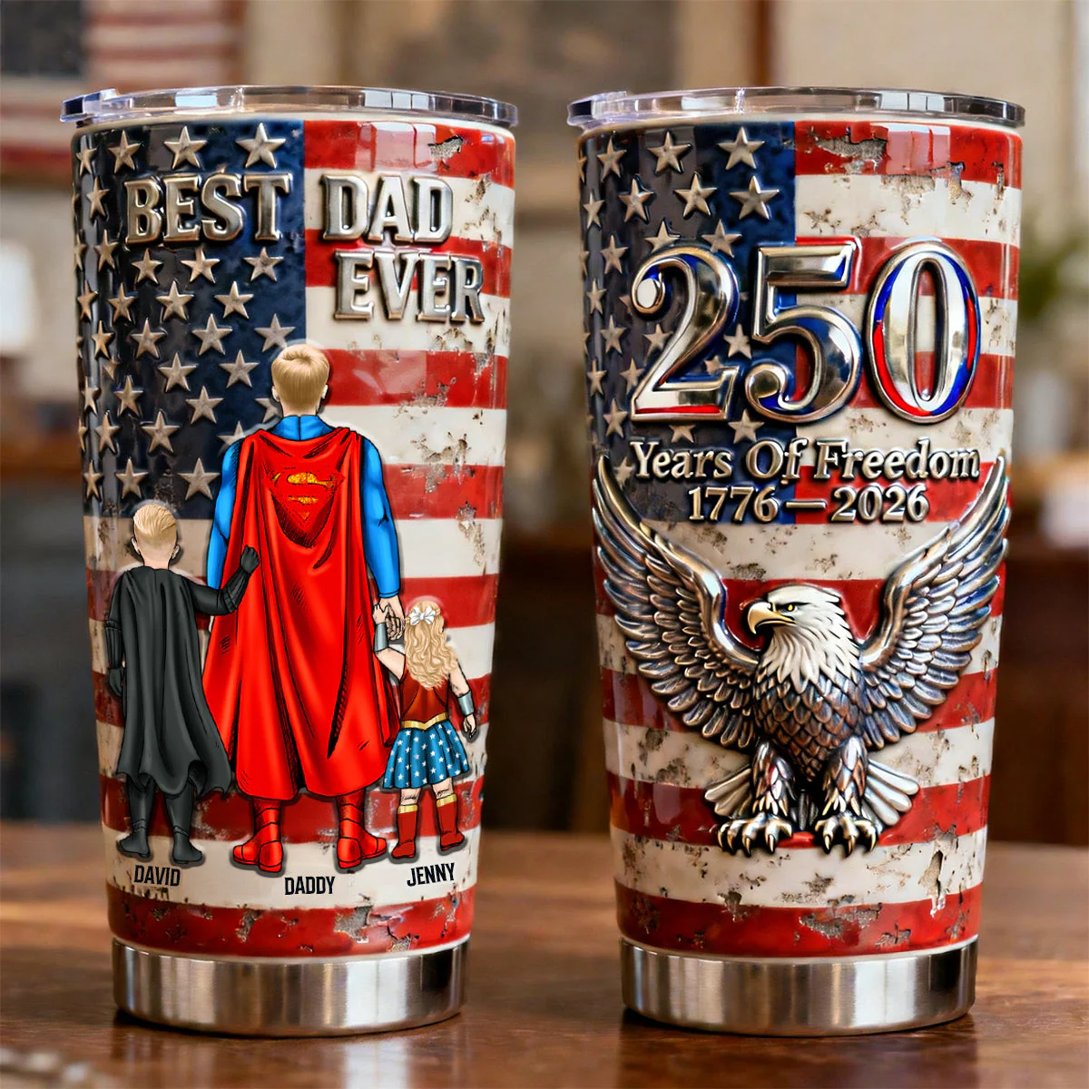 MRVL Pround American 250th Anniversary - Personalized Tumbler - Gift For Dad
