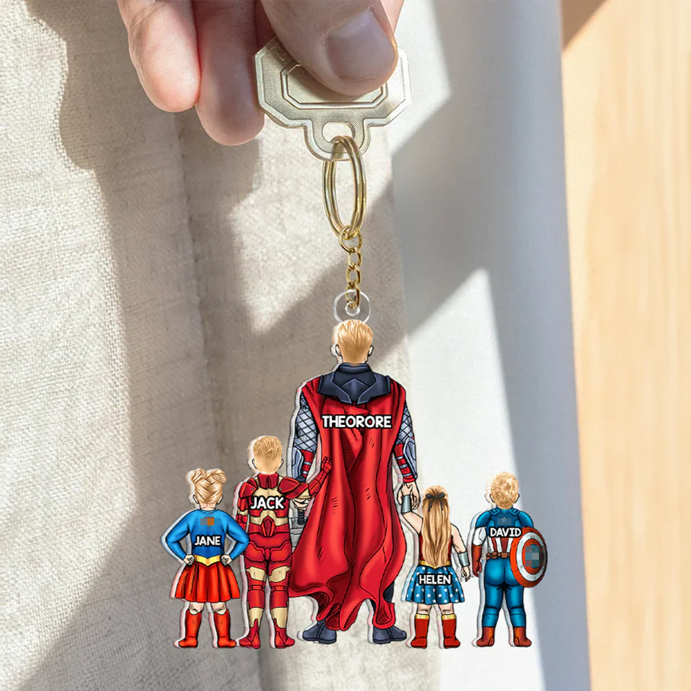 MRVL Super Hero Dad - Personalized Acrylic Keychain - Gift For Dad