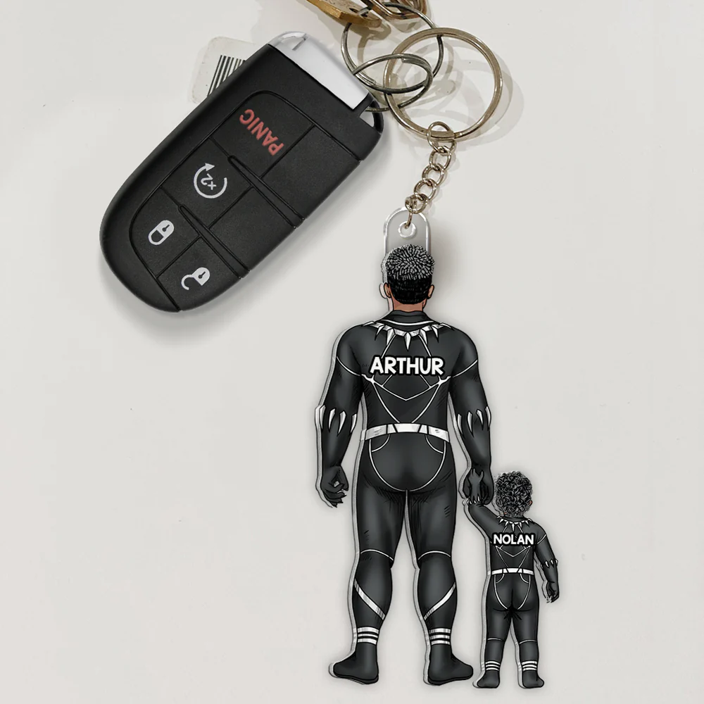 MRVL Super Hero Dad - Personalized Acrylic Keychain - Gift For Dad - Image 2