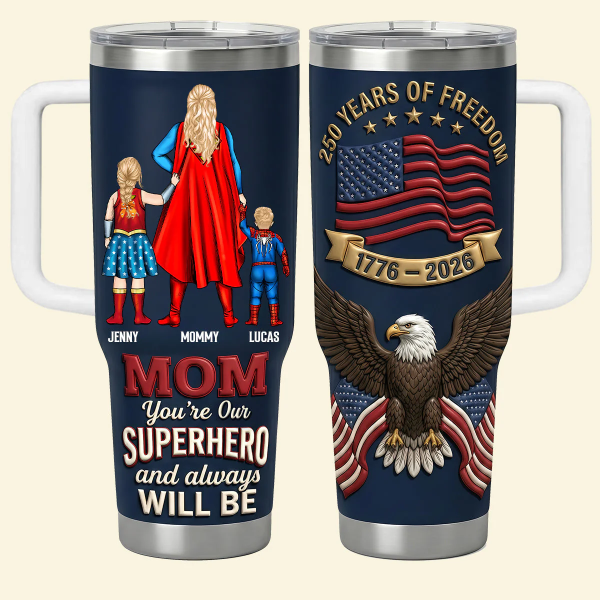 MRVL Super Hero Mom Anniversary 250 Years Of Freedom - Personalized Tumbler - Gifts For Mom - Image 4