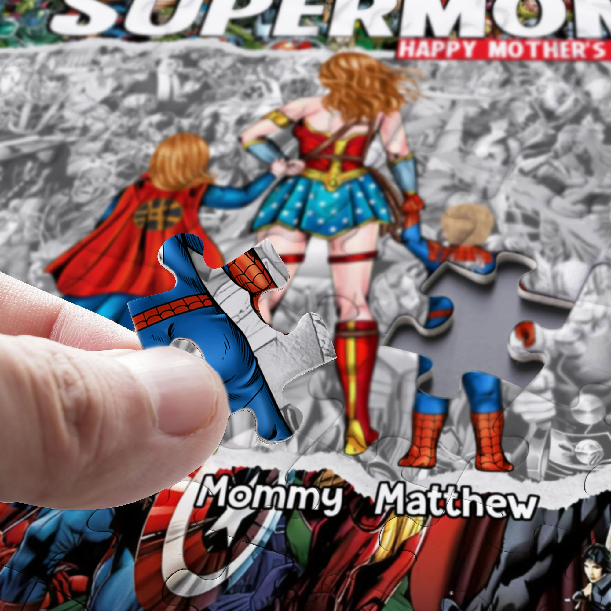MRVL SuperMom With Kids - Personalized Puzzle - Gift For Mom - Image 6