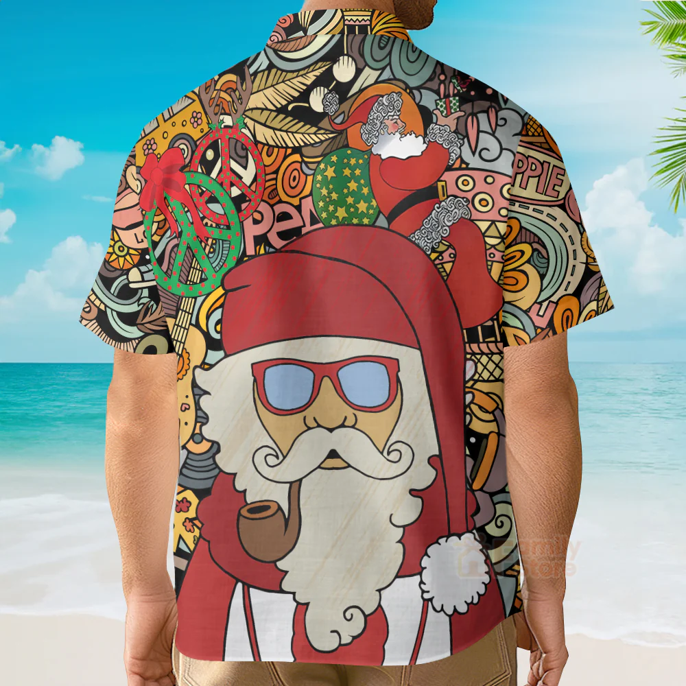 Musical Christmas Hippie Santa - Hawaiian Shirt - Image 3