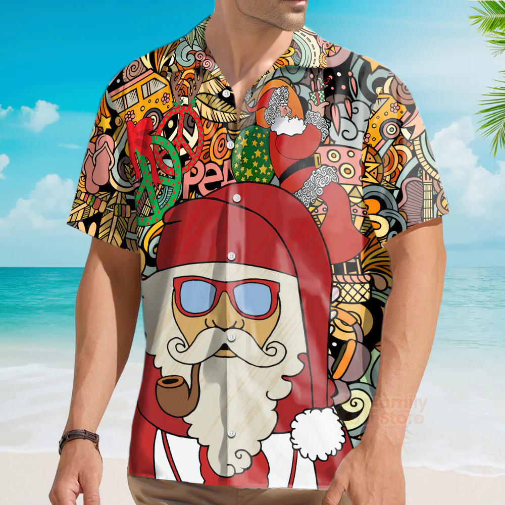 Musical Christmas Hippie Santa - Hawaiian Shirt - Image 4