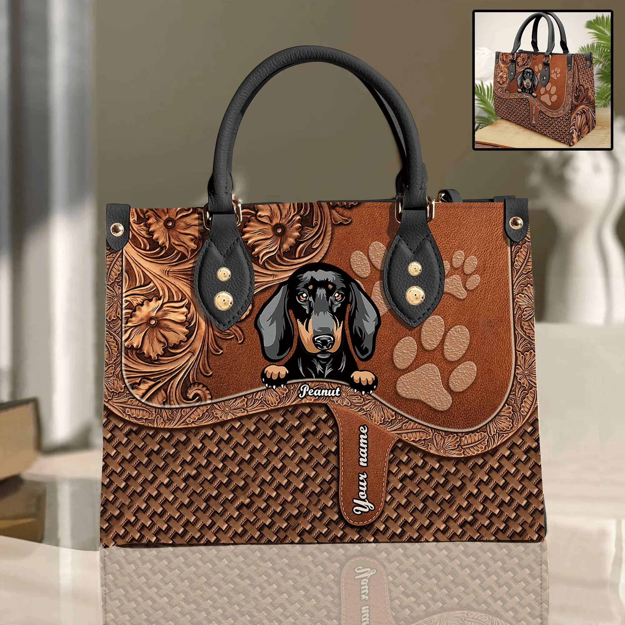 My Best Friend Comes With A Wagging Tail - Personalized Leather Handbag - Gift for Dog Lovers, Dog Mom | CLP13 NH96 - Image 2