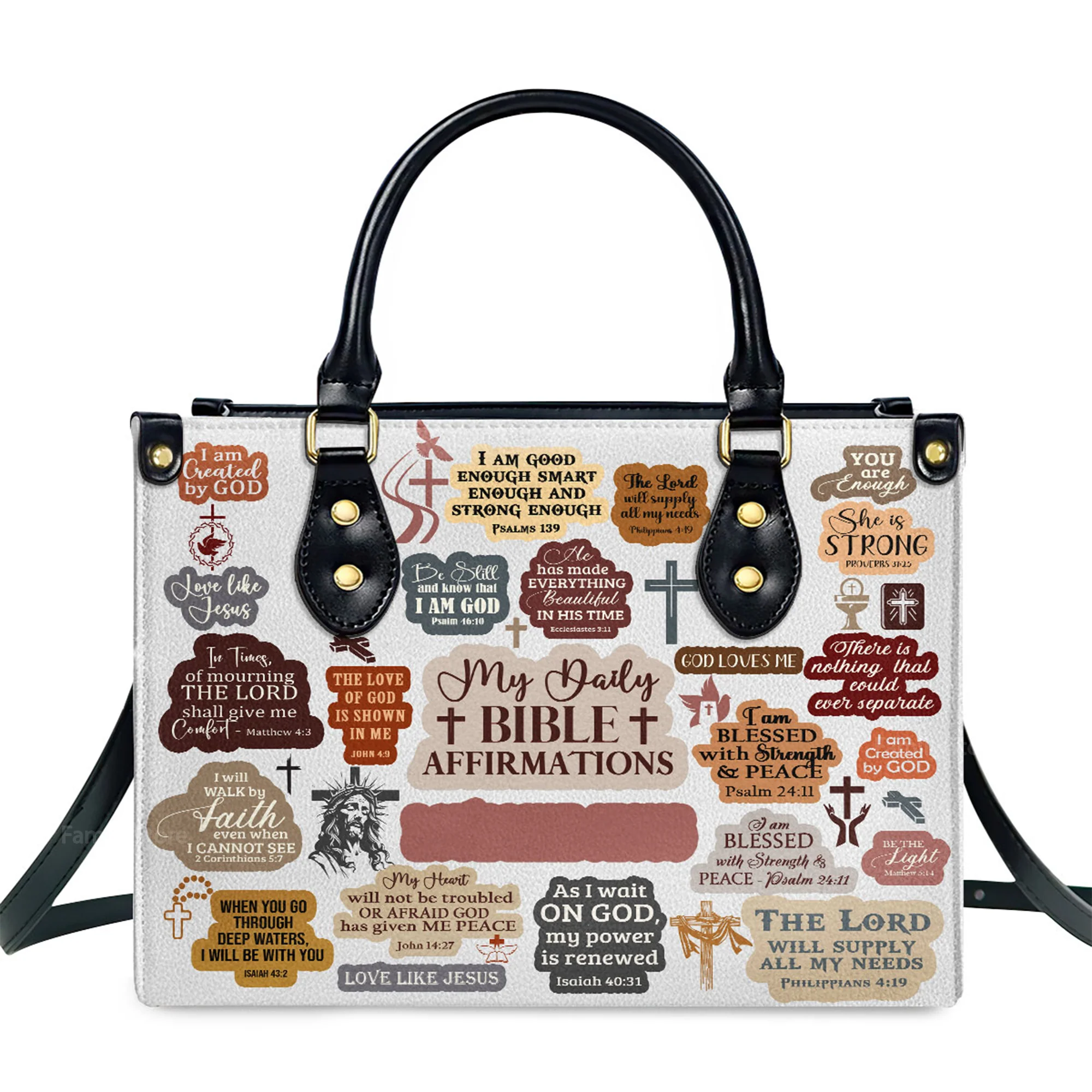 My Daily Bible Affirmation - Thoughtful Gift For Christians - Personalized Leather Handbag With Handle - AT4081229 - Image 2