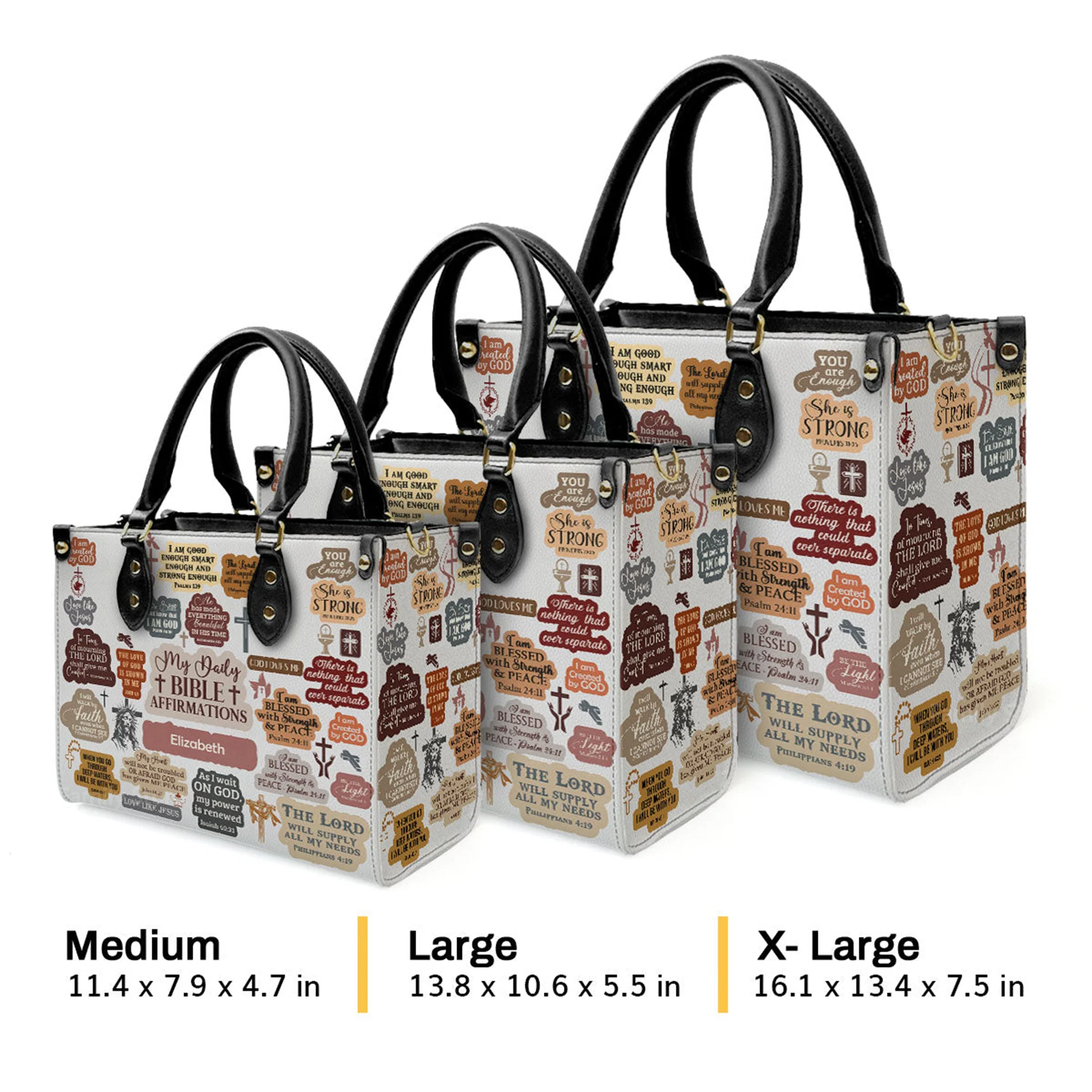 My Daily Bible Affirmation - Thoughtful Gift For Christians - Personalized Leather Handbag With Handle - AT4081229 - Image 4