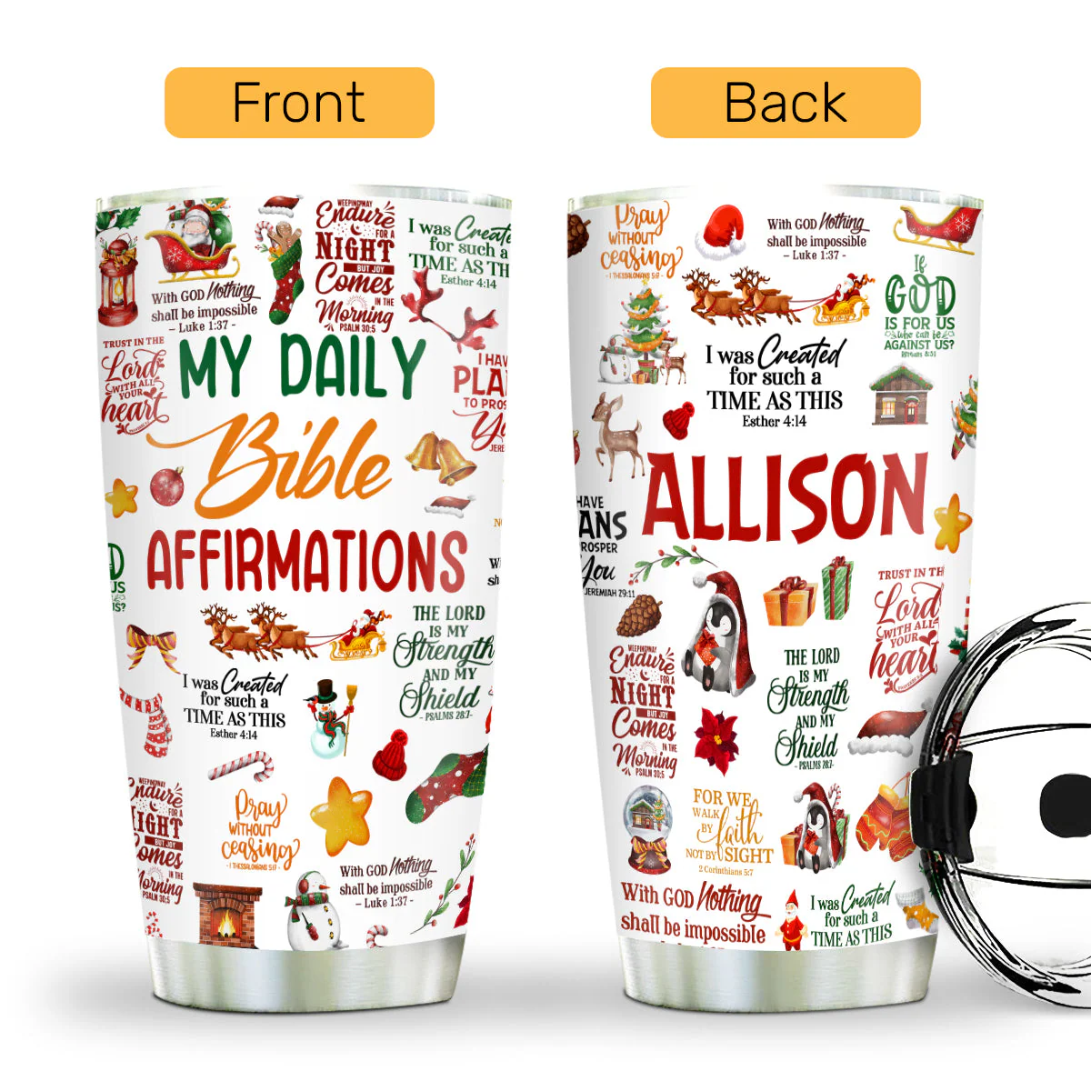 My Daily Bible Affirmations Personalized Stainless Steel Tumbler HL128 - Image 2