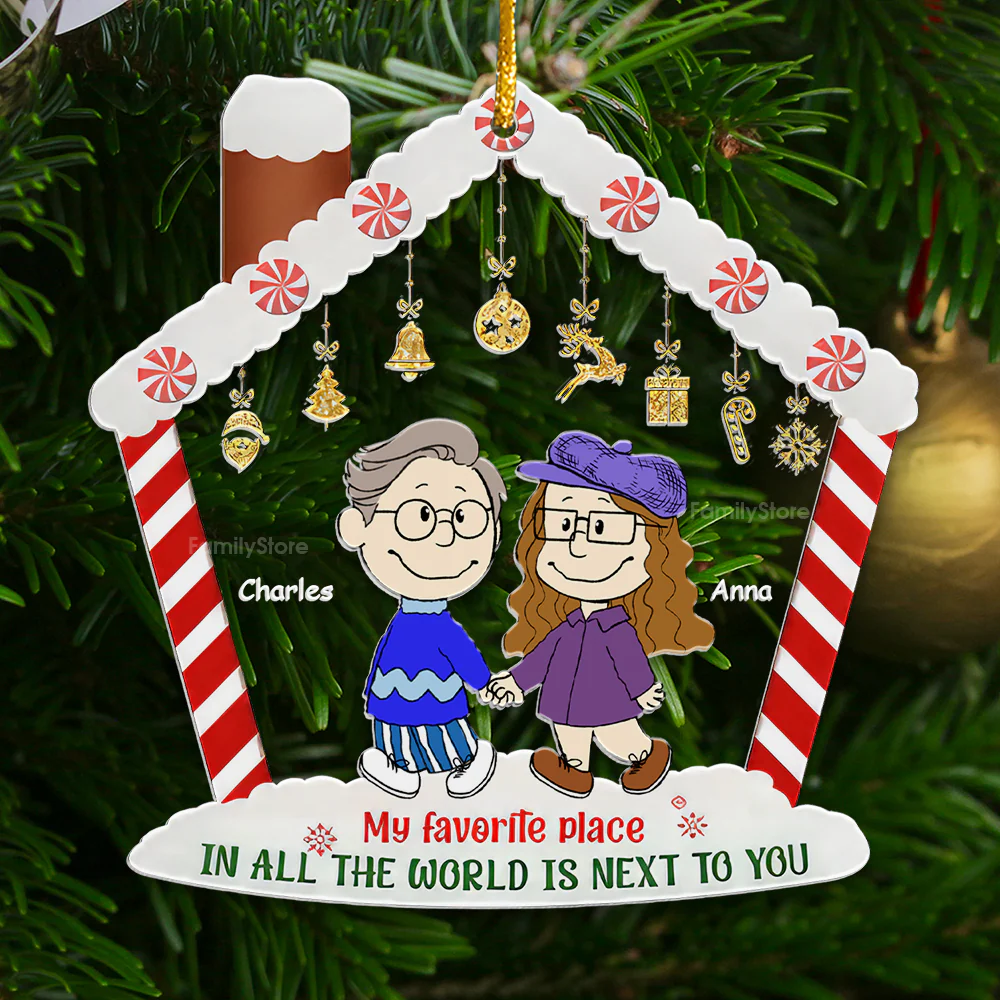 My Favorite Place In All The World Is Next To You Peanut - Personalized Acrylic Ornament - Gift For Couple, Husband Wife CL43 NH96 - Image 3
