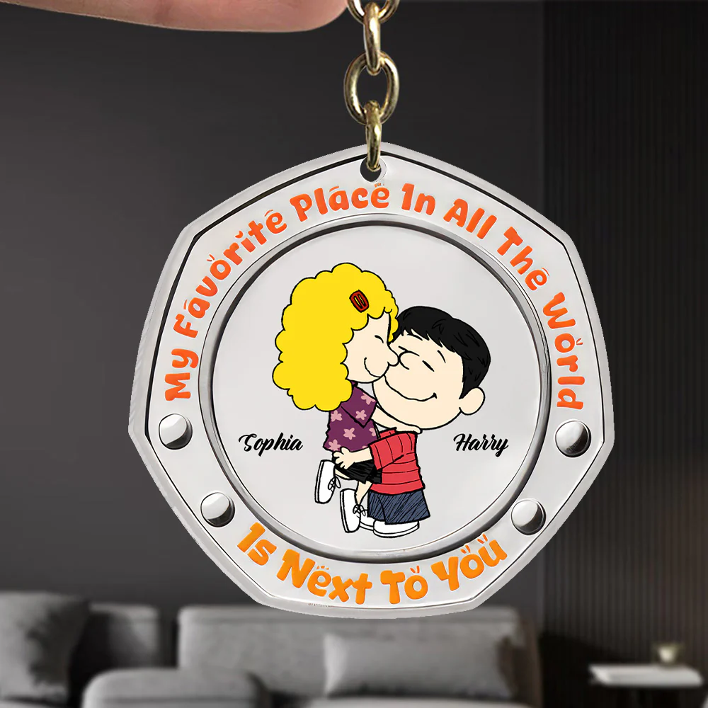 My Favorite Place Is Next To You Peanut - Personalized Keychain - Gift For Couple, Husband Wife | GR8 NH96 - Image 3