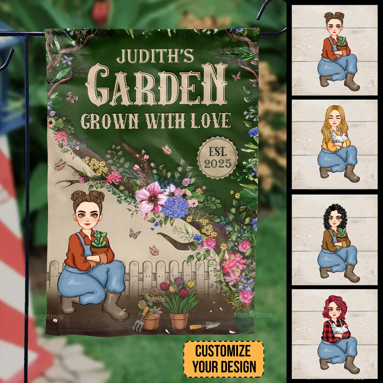 My Garden Grown With Love - Personalized Flag - Gift For Mom, Grandma, Mothers Day, Plant Lovers  | GR17 NA94 - Image 2