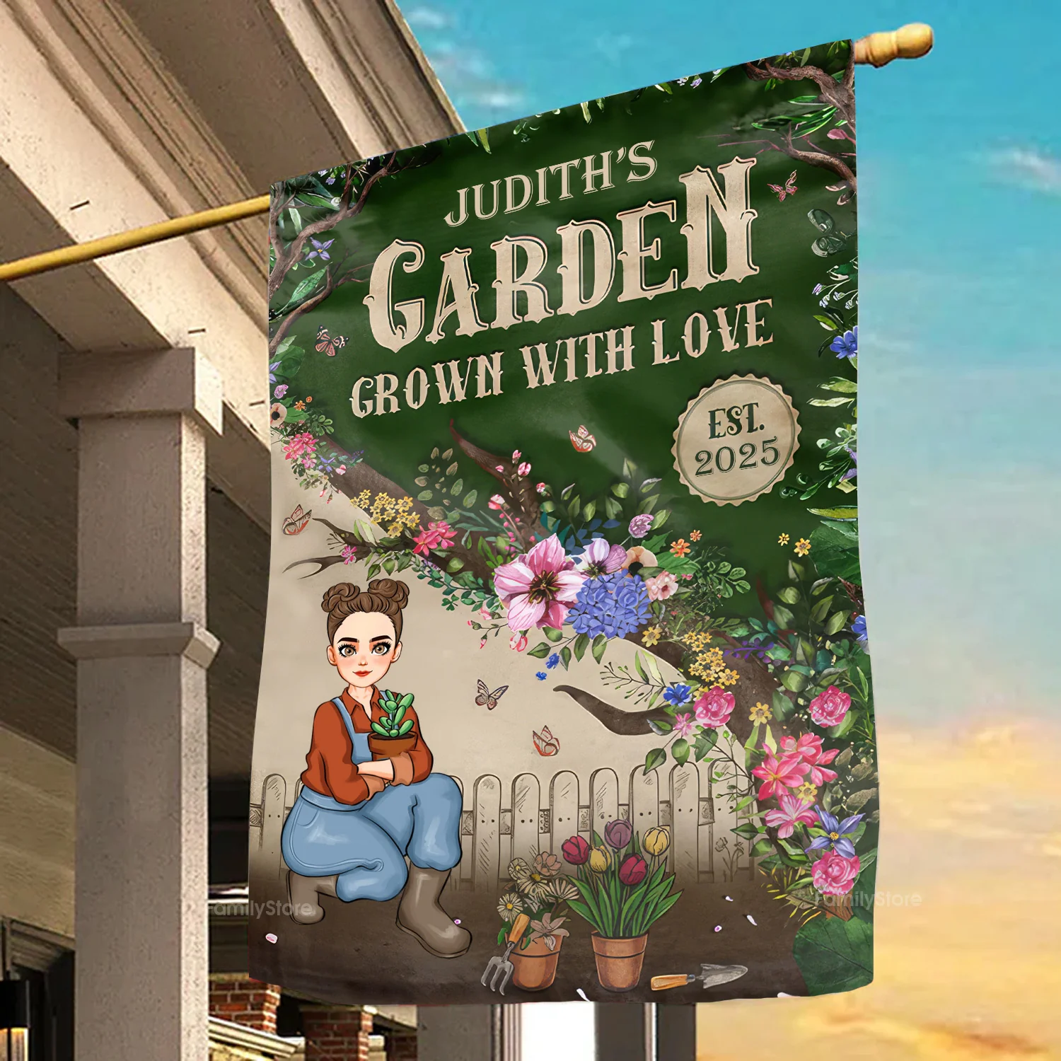 My Garden Grown With Love - Personalized Flag - Gift For Mom, Grandma, Mothers Day, Plant Lovers  | GR17 NA94 - Image 3