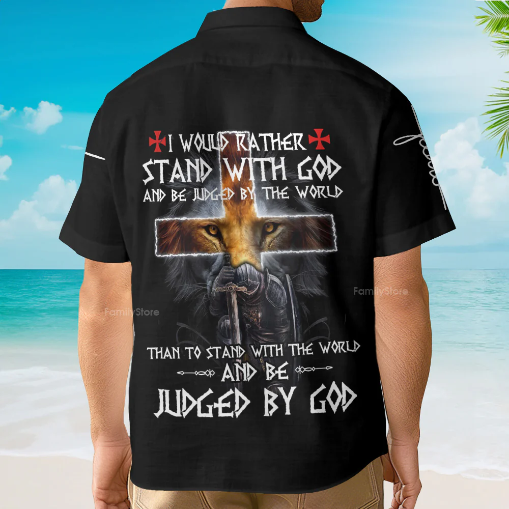 My God-Jesus Lion Cross Aloha Hawaiian Shirts For Men And For Women - Image 3