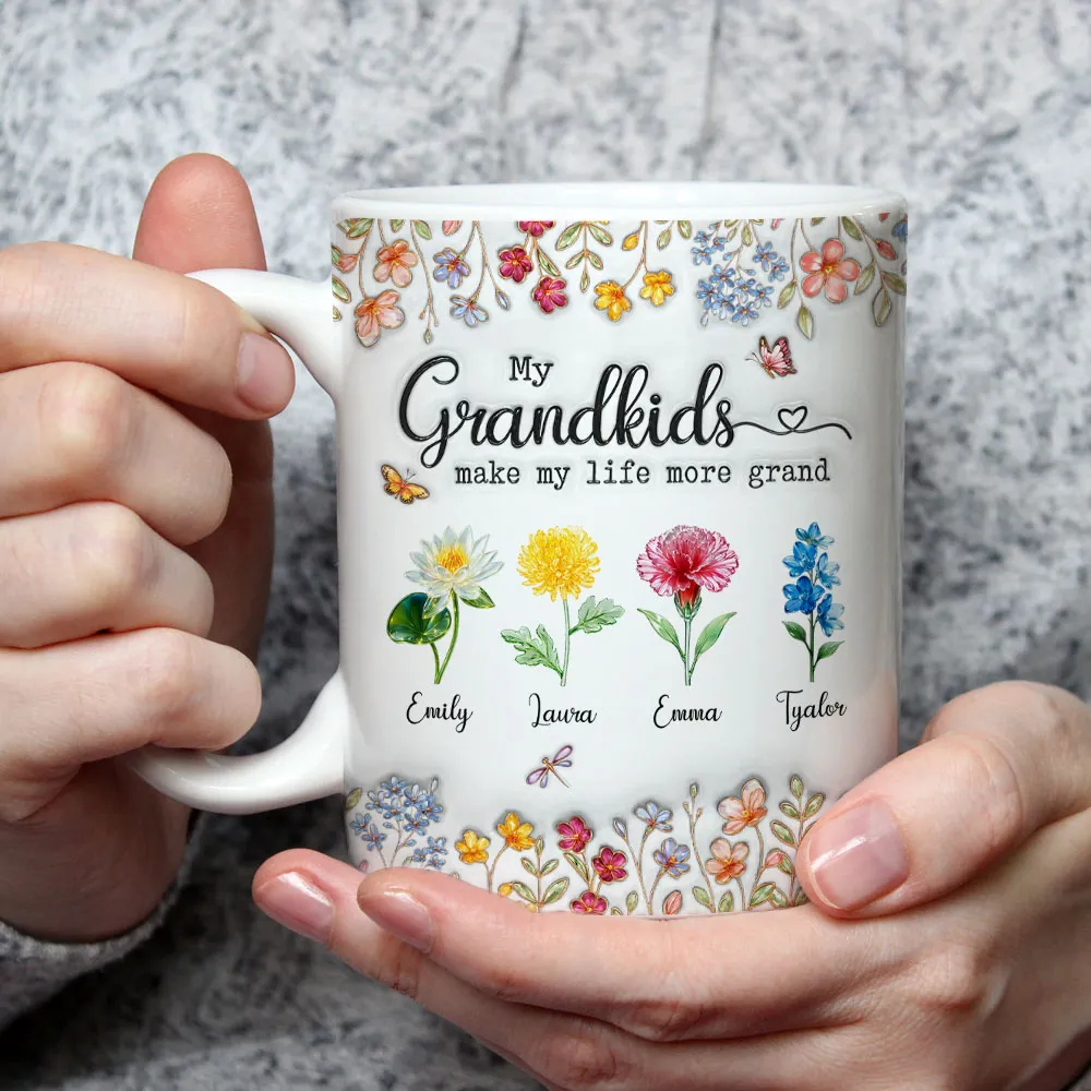 My Grandkids Make My Life More Grand - Personalized Mug - Gift For Grandma, Grandpa, Kids, Family HH01 - Image 4