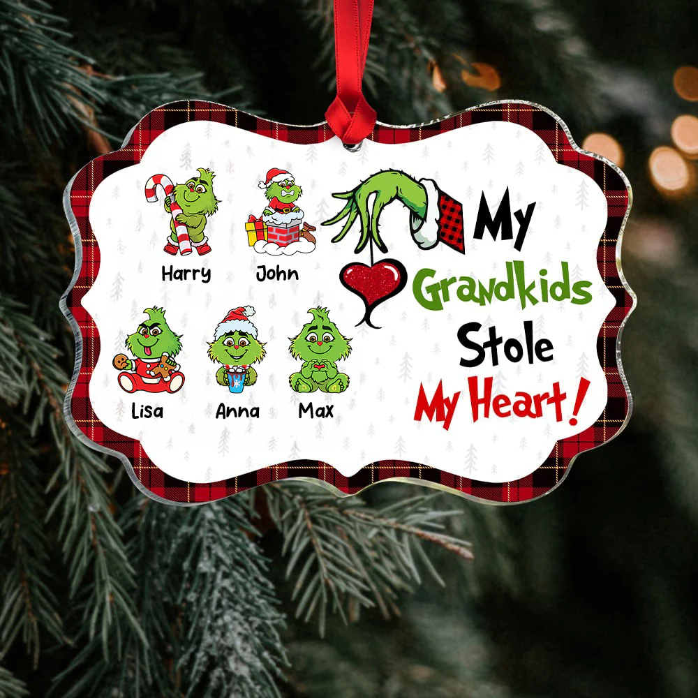 My Grandkids Stole My Heart -  Personalized Acrylic Ornament - Chirstmas Gift For Family | TM07 - Image 2