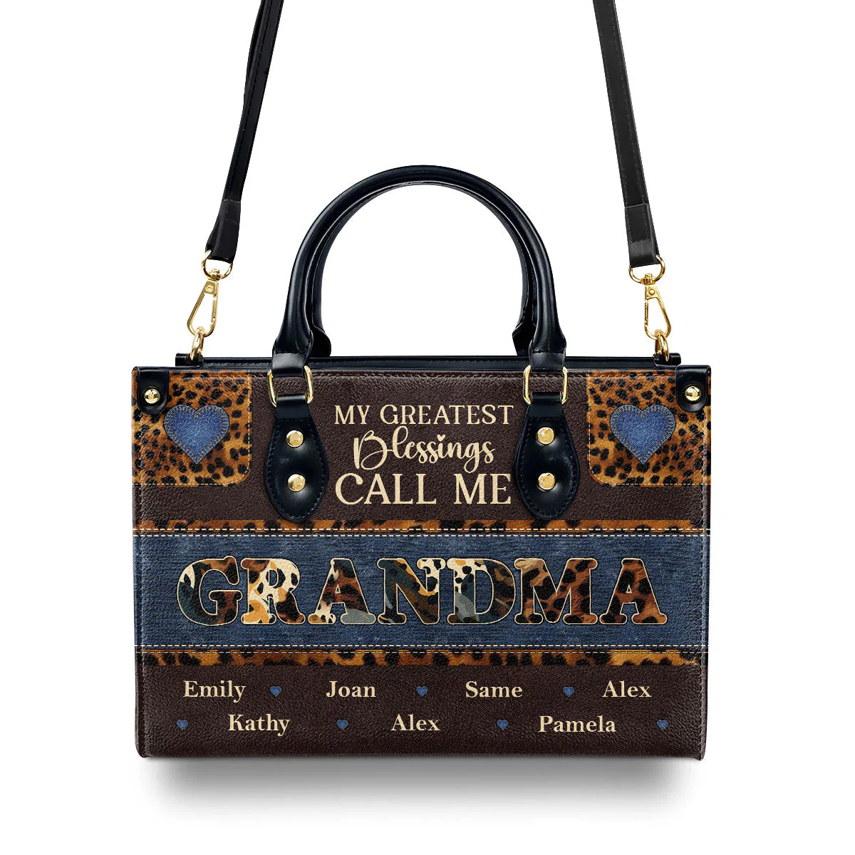 My Greatest Blessings Call Me - Personalized Leather Handbag - Gift For Mom, Grandma, Mother's Day HD95 - Image 4
