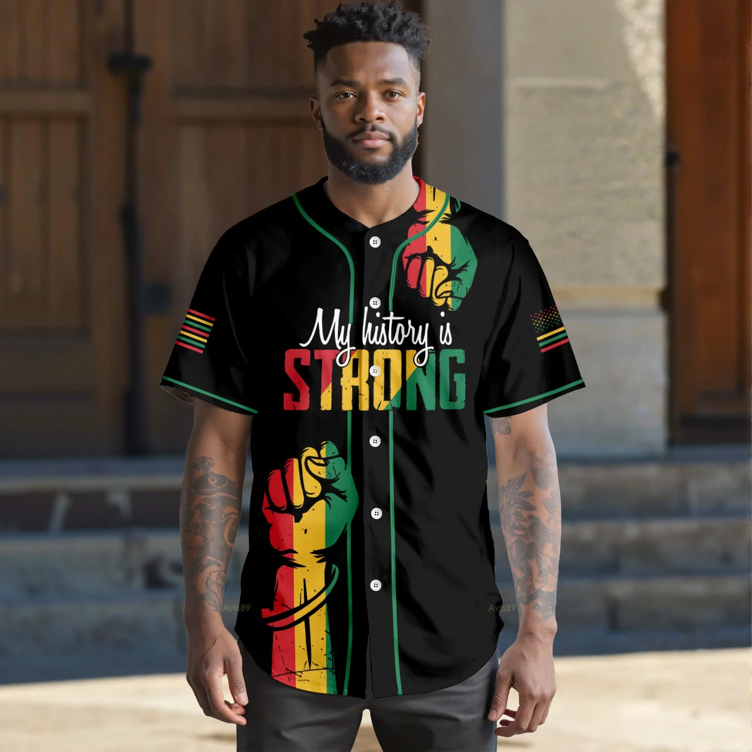 My History Is Strong - African American Baseball Jersey - Gift for Black Dad, Grandpa, Husband - Image 6