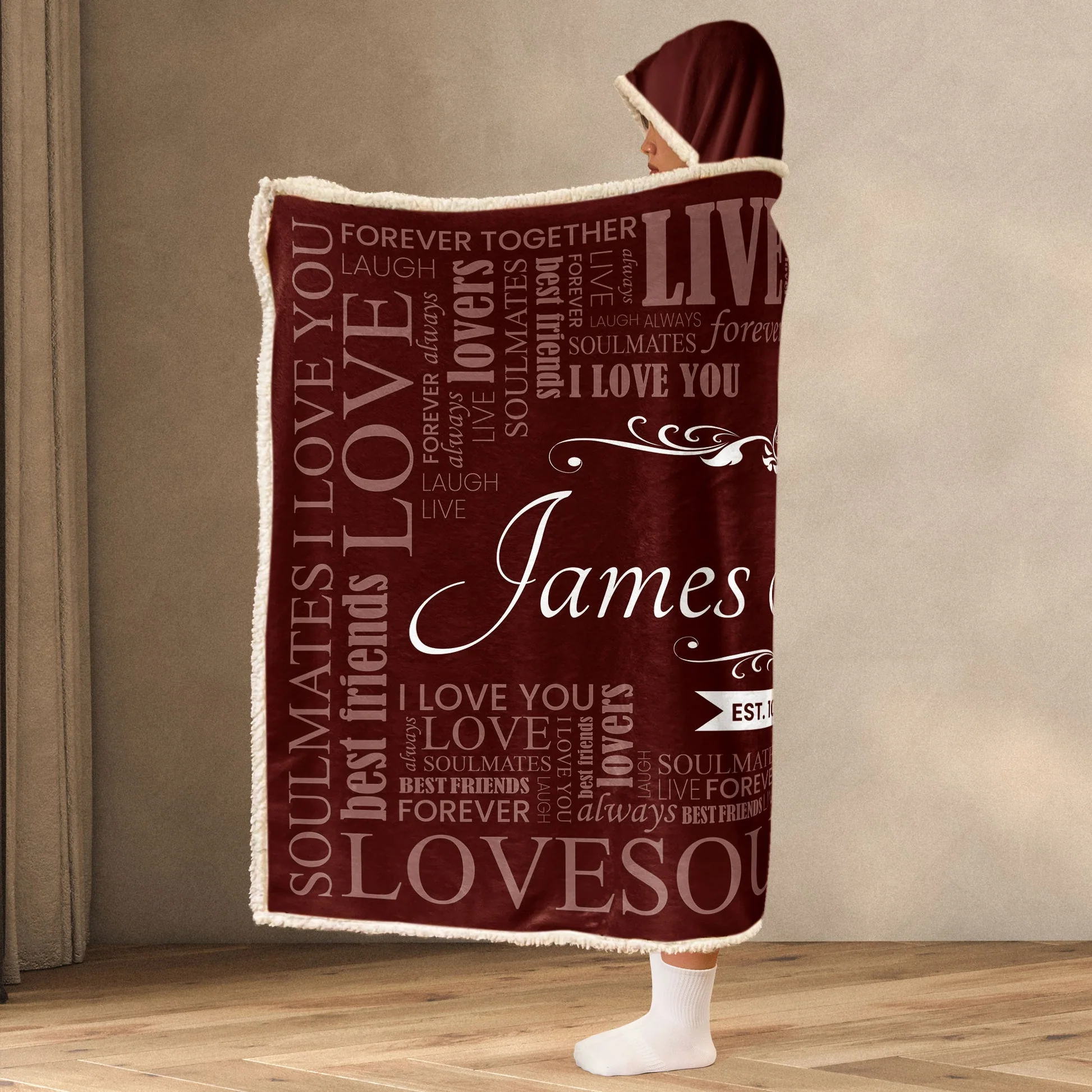 My Love Soul Mate - Personalized Wearable Hooded Blanket - Gift For Couples, Lovers - NA94 - Image 3