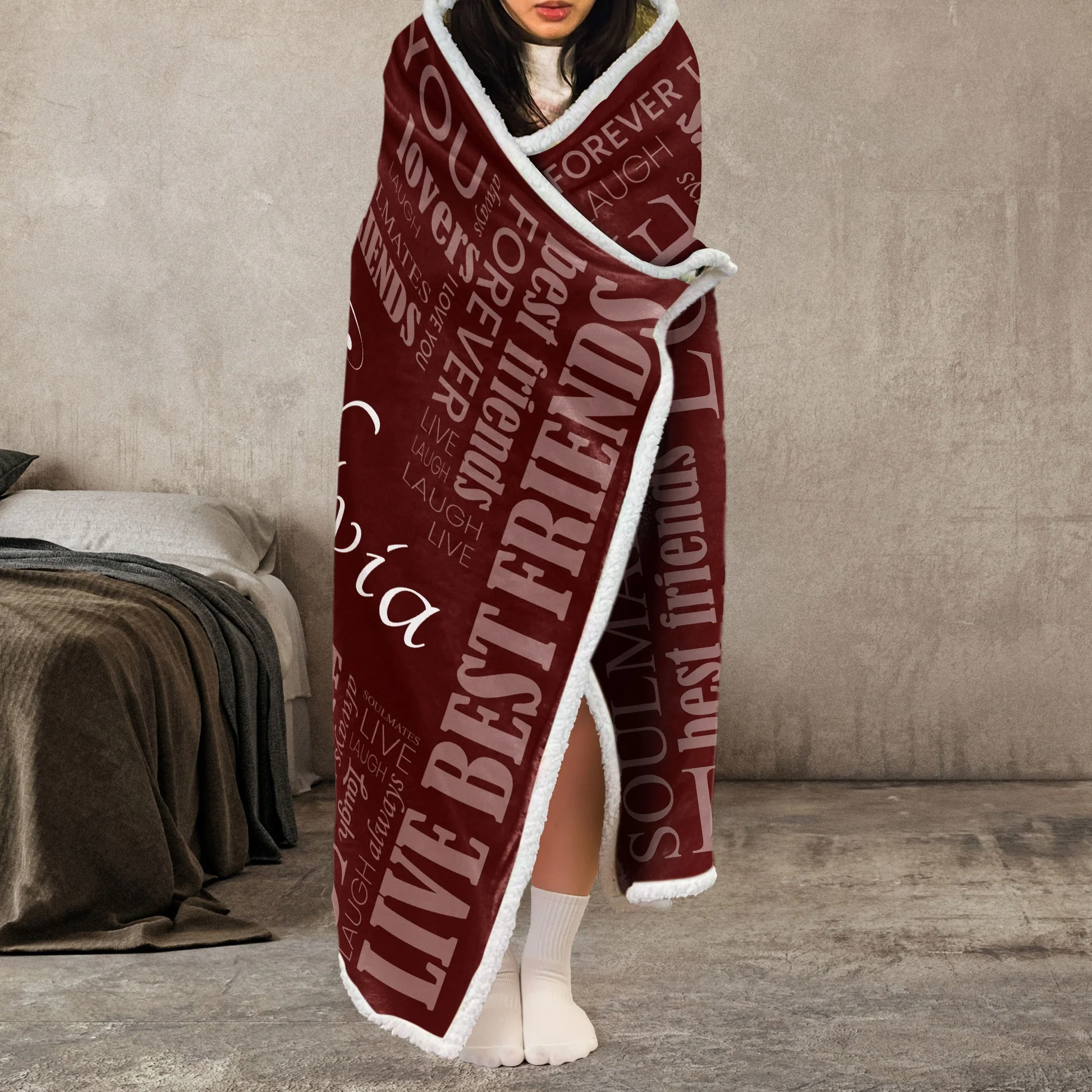 My Love Soul Mate - Personalized Wearable Hooded Blanket - Gift For Couples, Lovers - NA94 - Image 4
