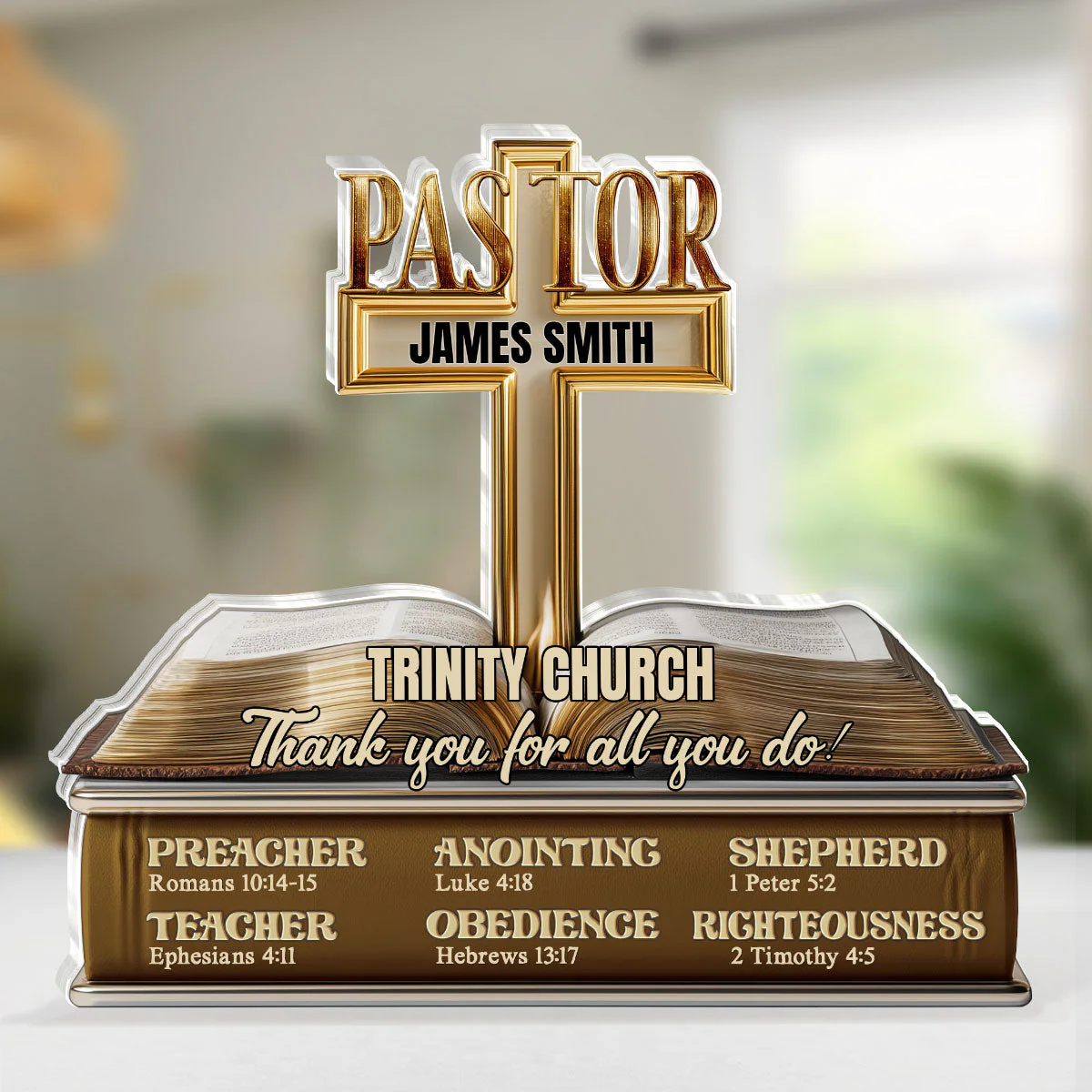 My Preacher, Teacher, & Shepherd - Personalized Acrylic Plaque TD118 - Image 3